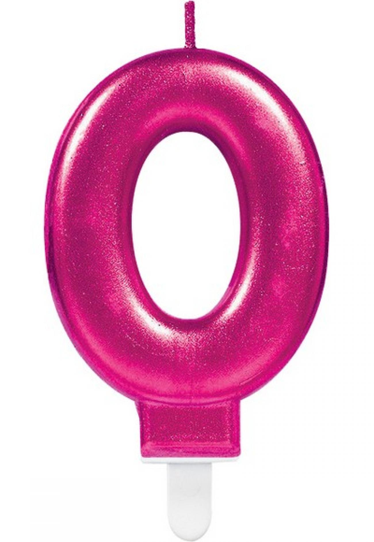 Candela metallizzata magenta 9 cm Numero Zero