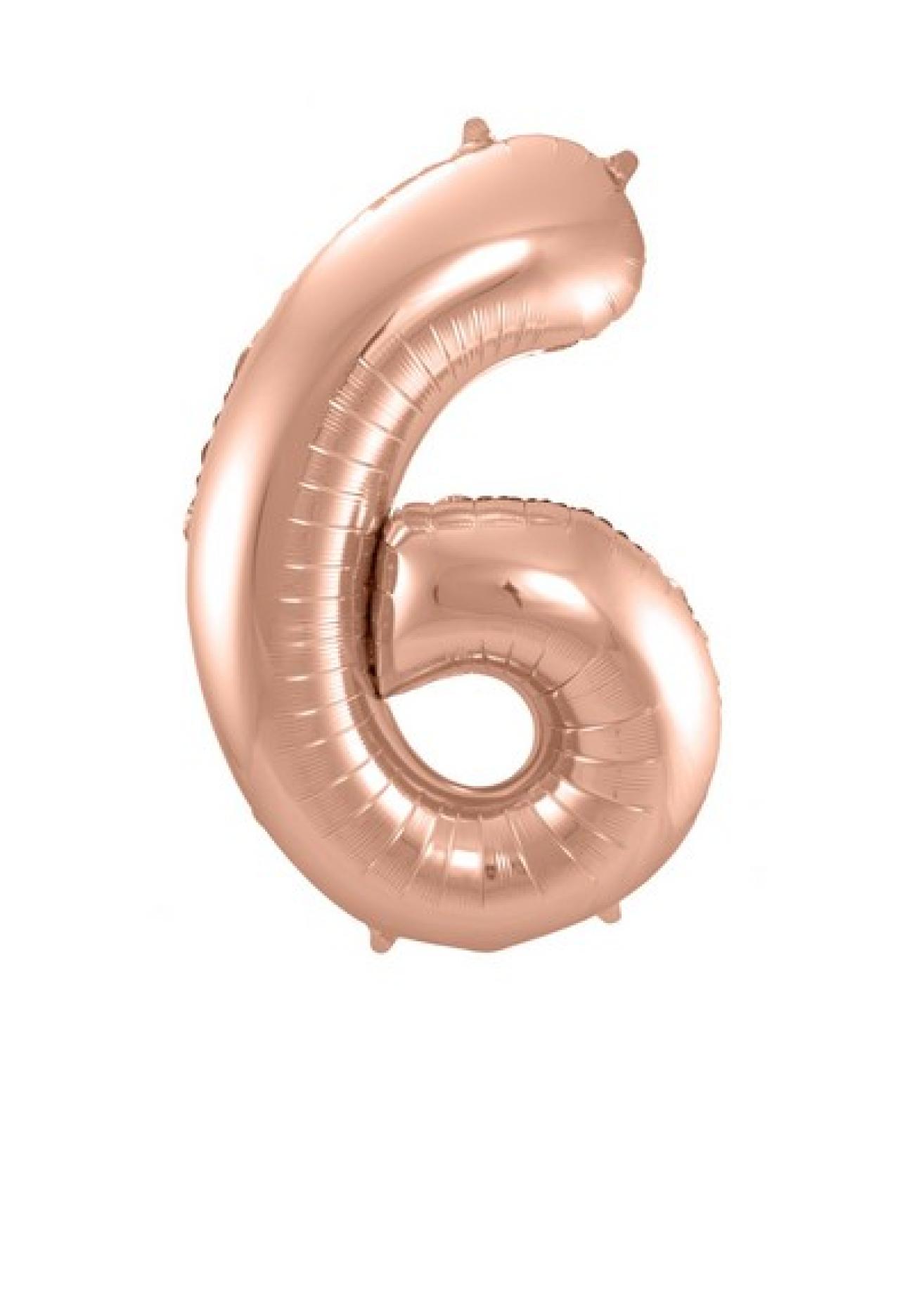 Pallone foil 34" - 86 cm Numero 6 Rose Gold