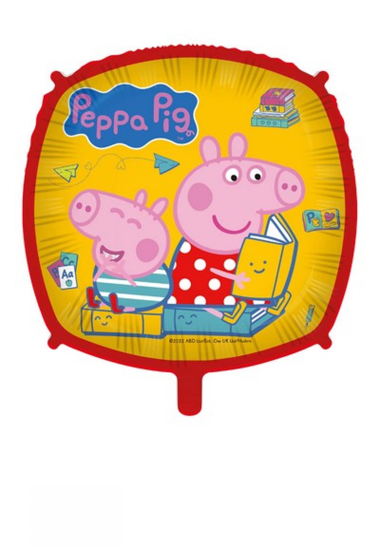 Pallone foil 18" - 45 cm quadrato Peppa Pig con PESETTO E NASTRO