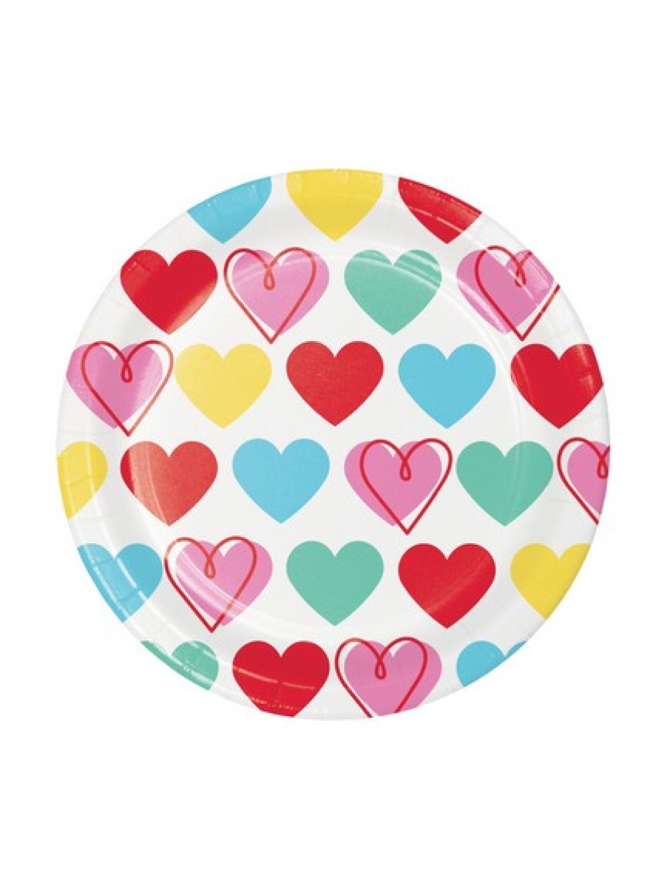 Piatto 18 cm Colorful Hearts - 8 pezzi