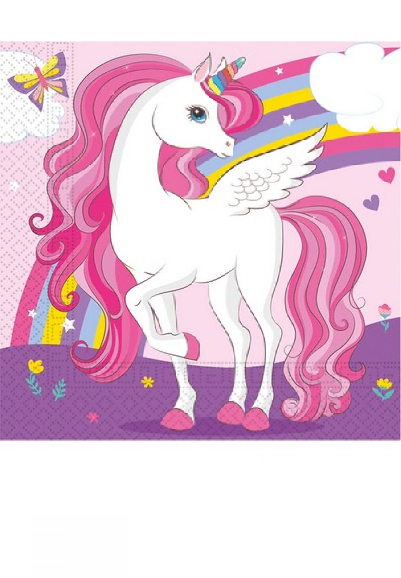 Tovagliolo 33 x 33 cm Unicorn Rainbow Colors  20 pz