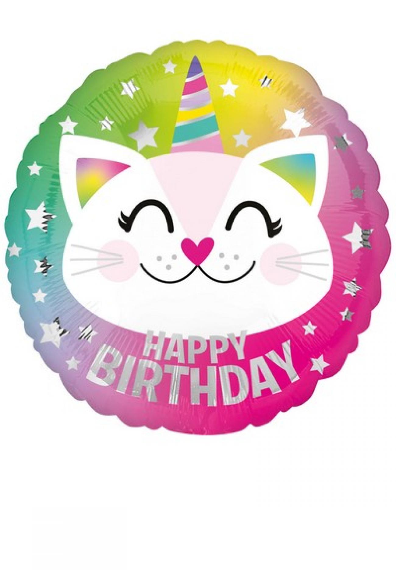 Pallone foil Standard Happy Birthday Caticorn