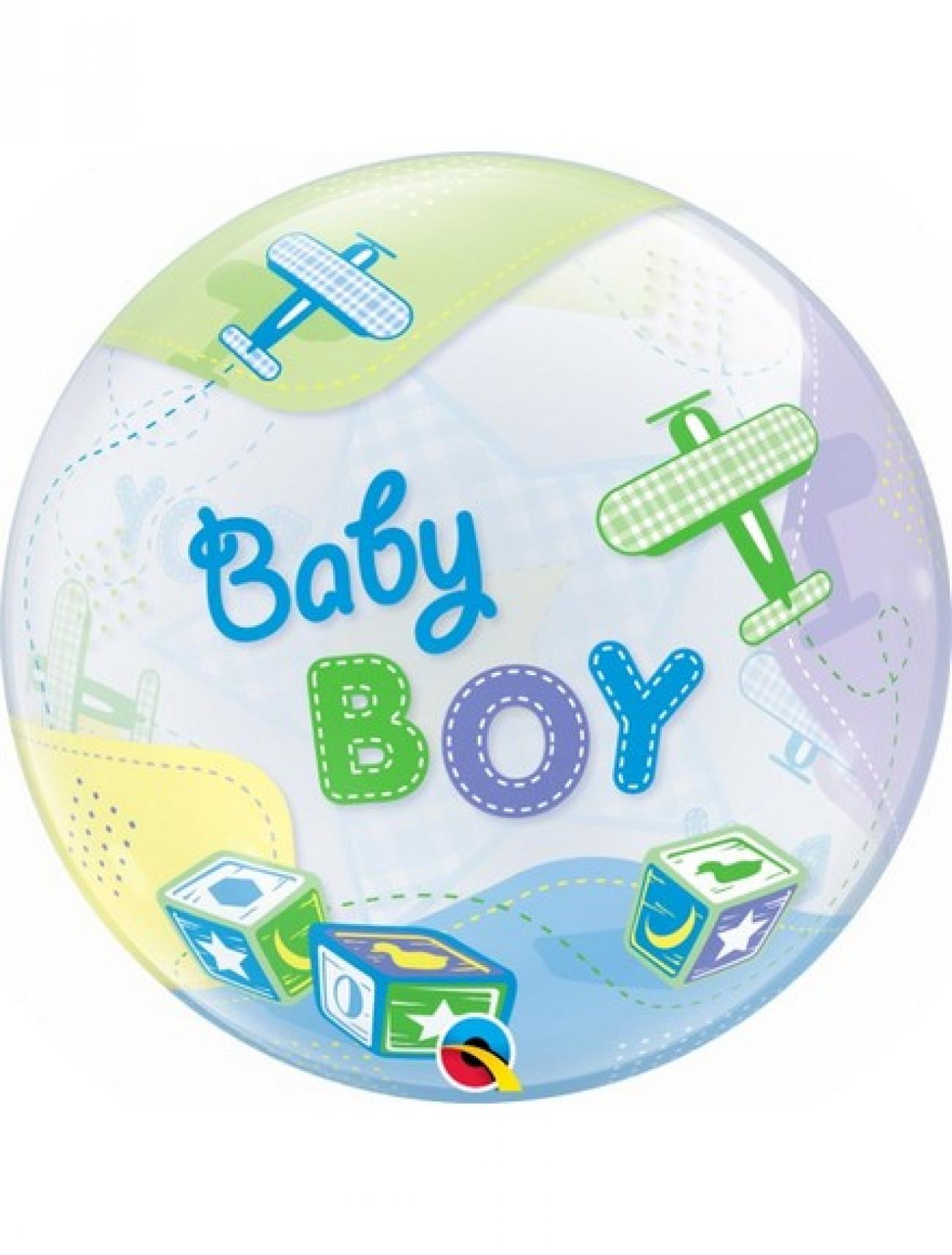 Pallone Bubble 22"-56 cm Baby Boy Airplanes