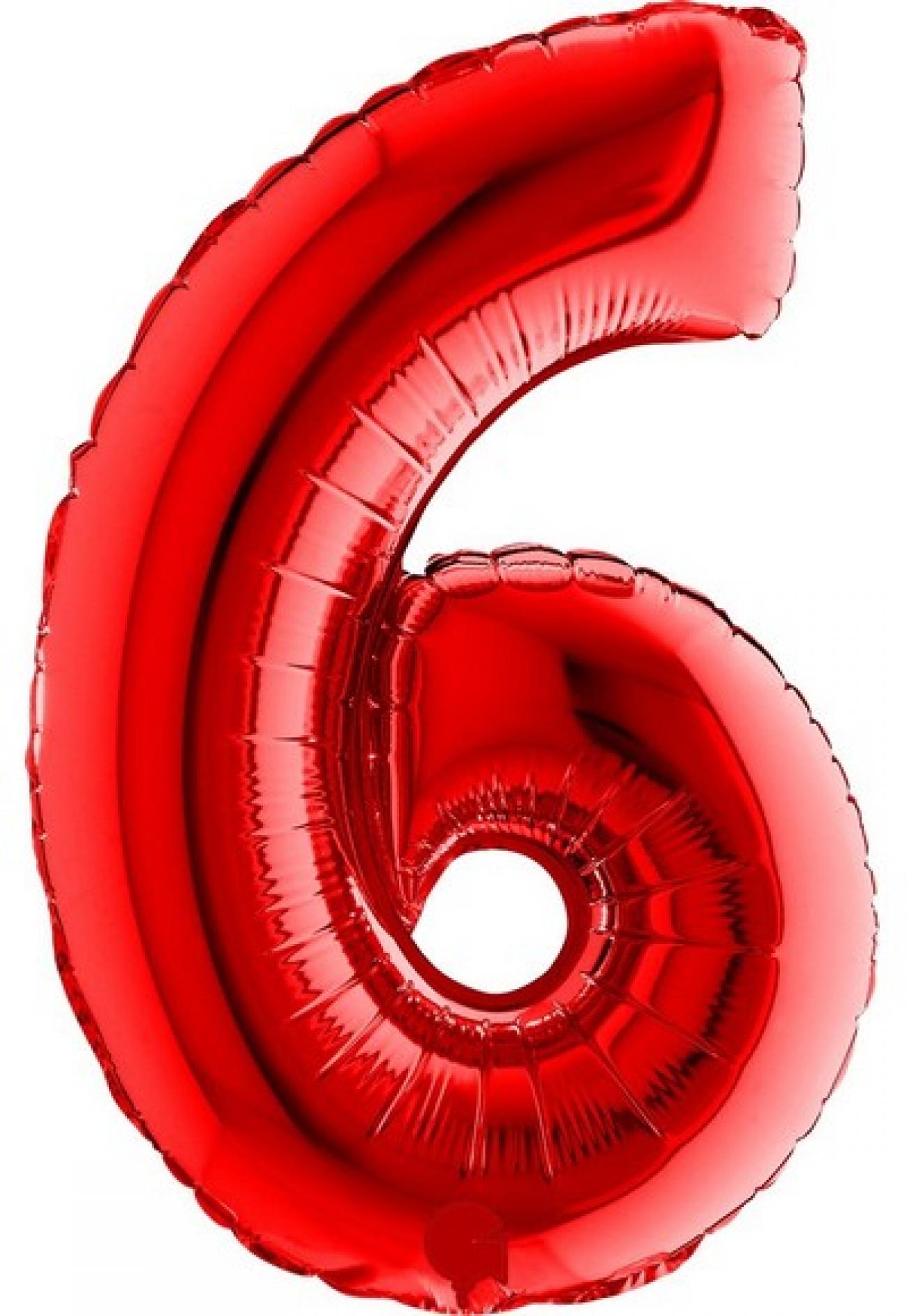 Pallone foil 14" - 36 cm Numero 6 Rosso Q