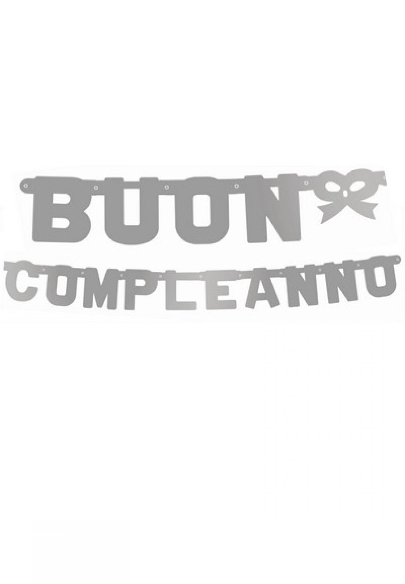 Festone Buon Compleanno 253 x 15 cm argento metallizzato XL