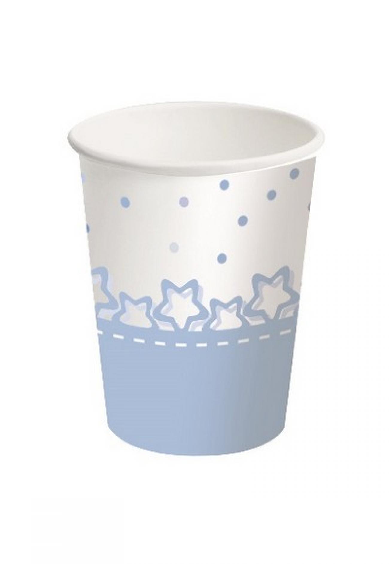 Bicchiere carta 250 ml Baby Stelle Azzurro 8 pz