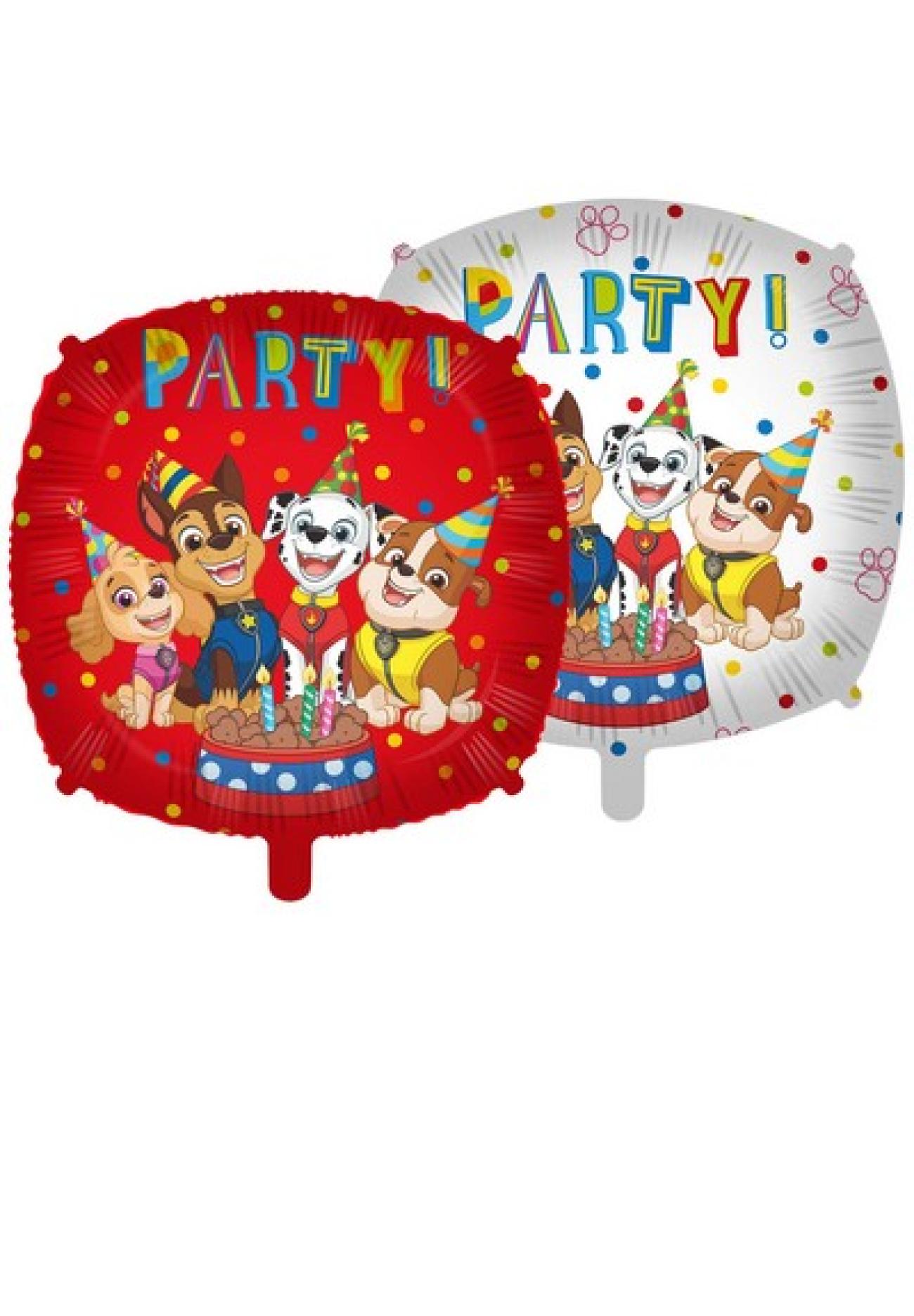 Pallone foil 18" - 45 cm quadrato Paw Patrol 2 con PESETTO E NASTRO