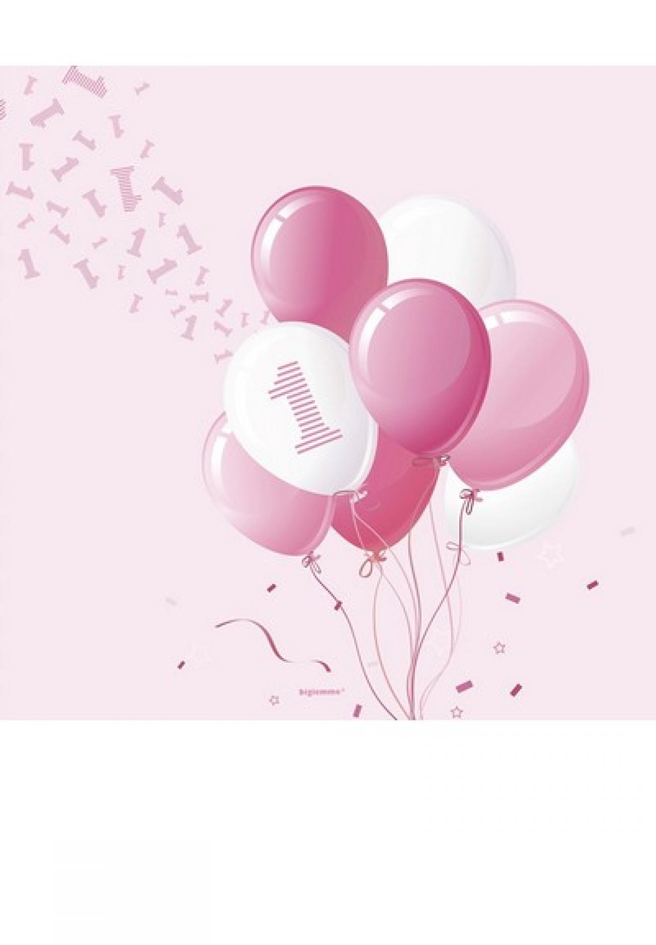 Tovagliolo 33 x 33 cm 1 Compleanno Palloncini Rosa