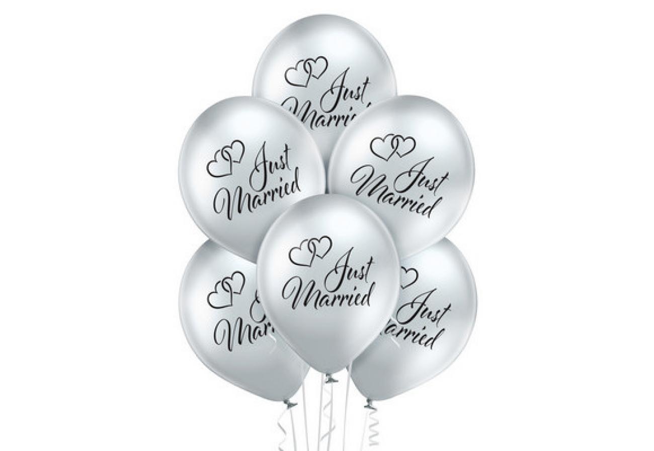 Pallone lattice 12" - 30 cm CROMATO Just Married silver 601 - Professionale 50 pz