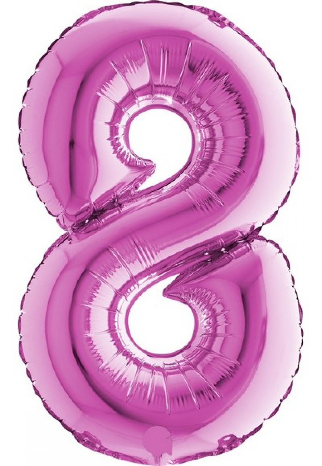 Pallone foil 40" - 102 cm Numero 8 Magenta Q