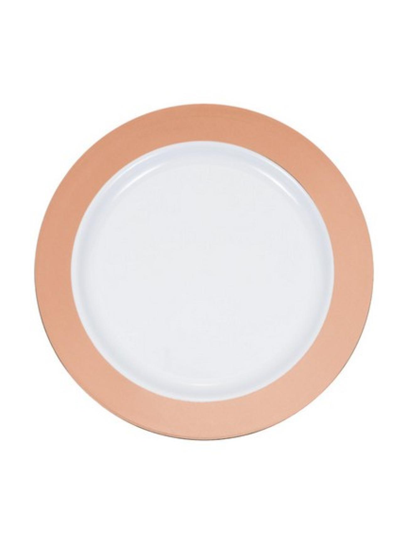 Piatto plastica 18 cm bianco bordo rosegold - 10 pezzi