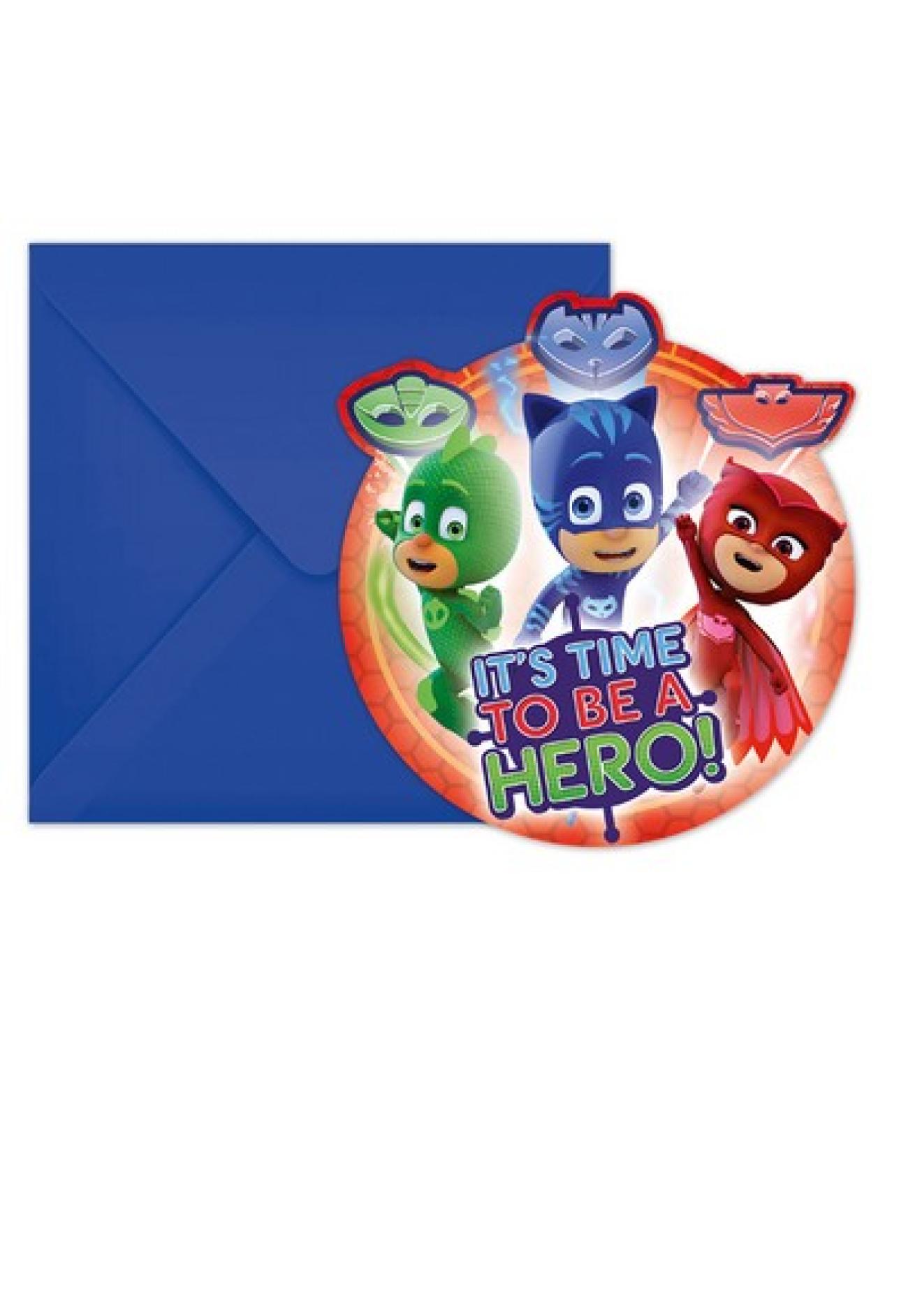 Inviti sagomati Super Pigiamini - PJ Masks - 6 pezzi