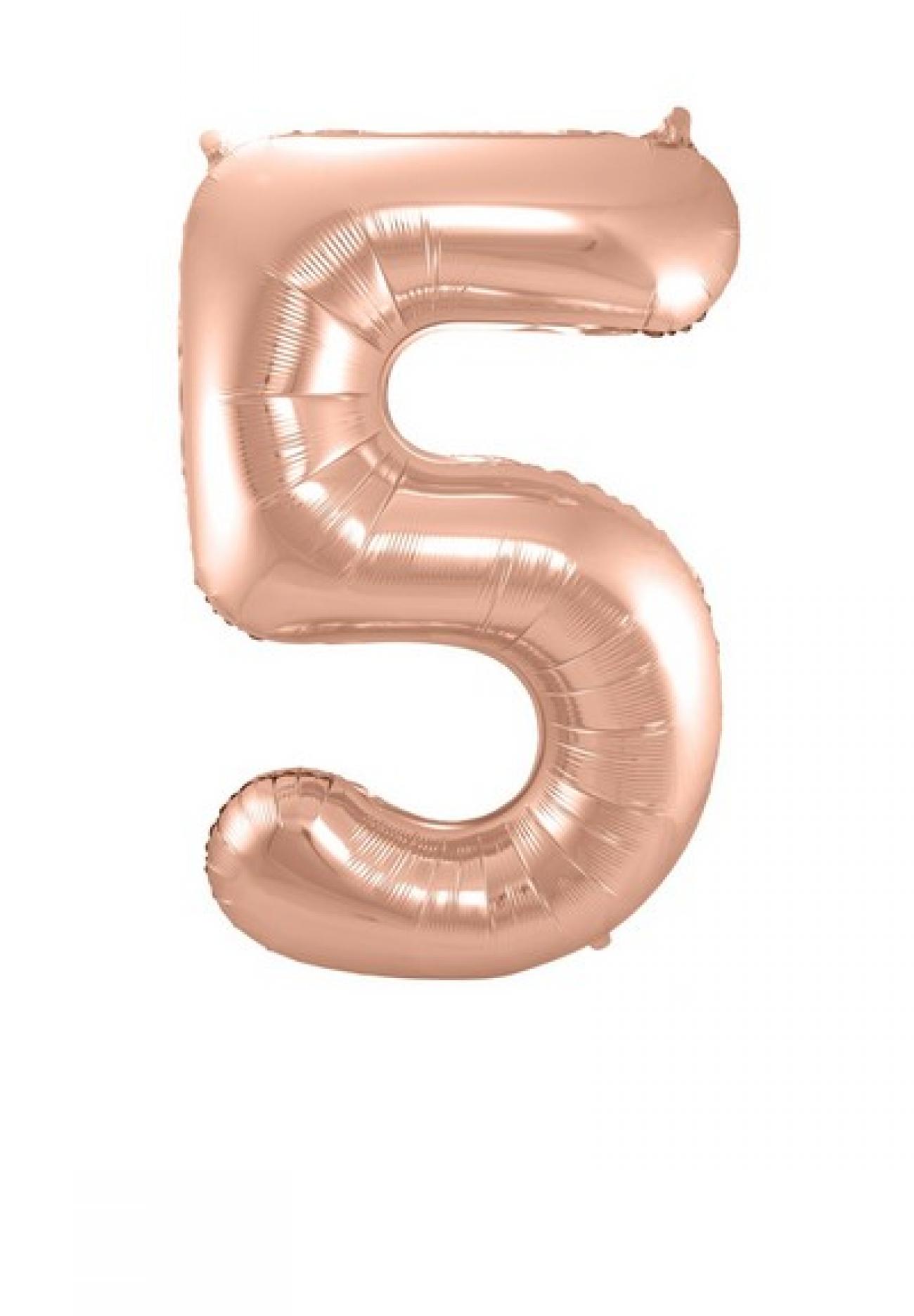 Pallone foil 34" - 86 cm Numero 5 Rose Gold