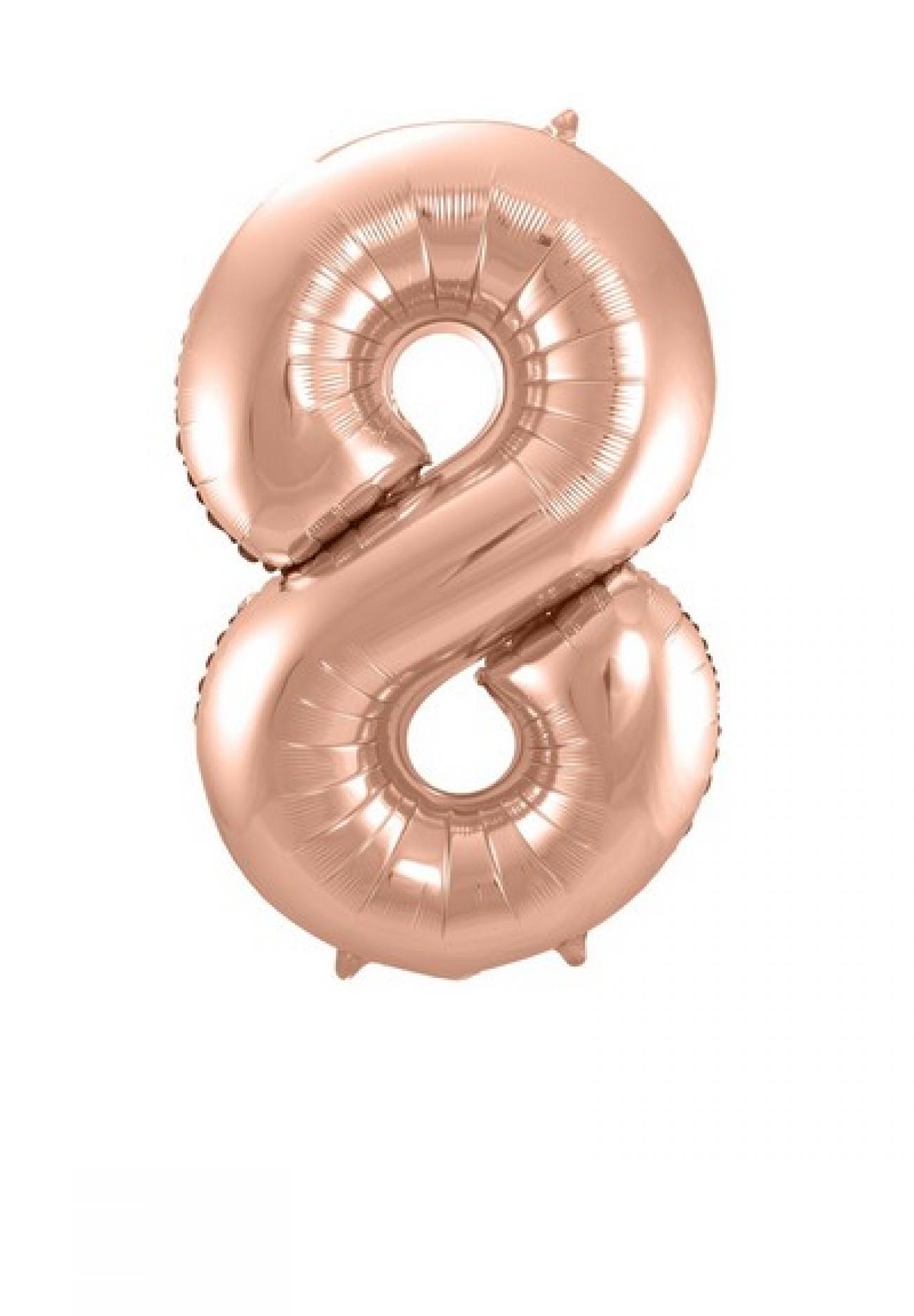 Pallone foil 34" - 86 cm Numero 8 Rose Gold