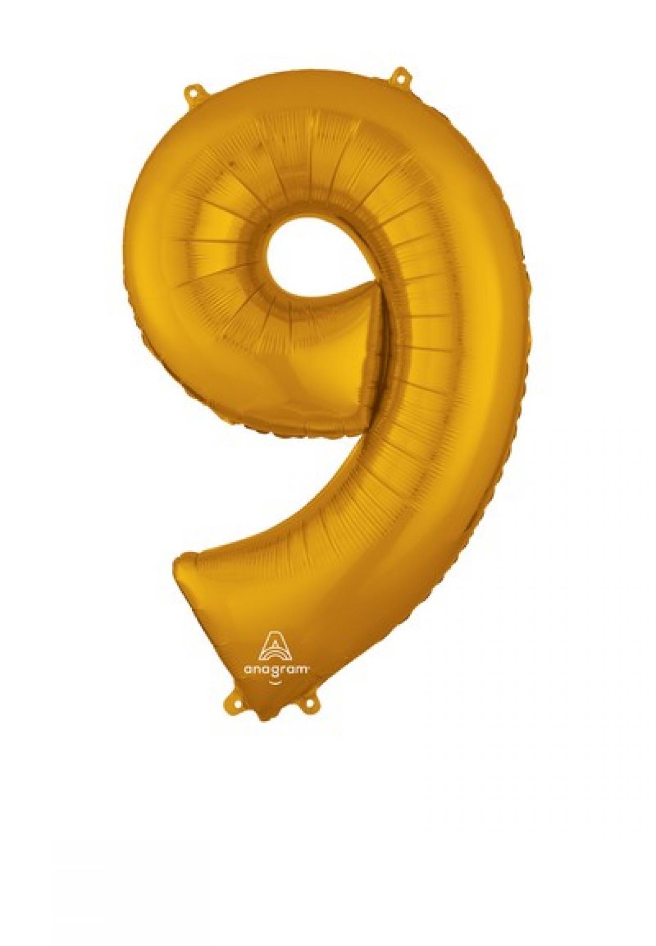 Pallone foil Supershape 34" - 86 cm Numero 9 Oro