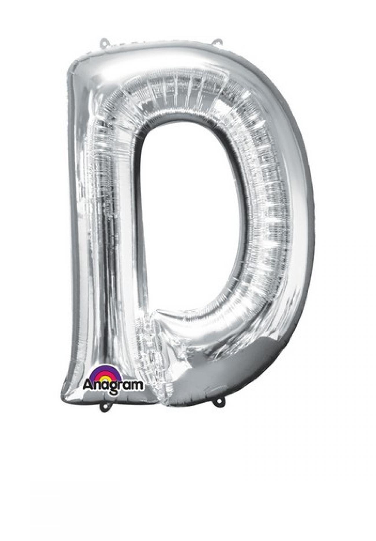 Pallone foil Supershape 34" - 86 cm Lettera D Argento