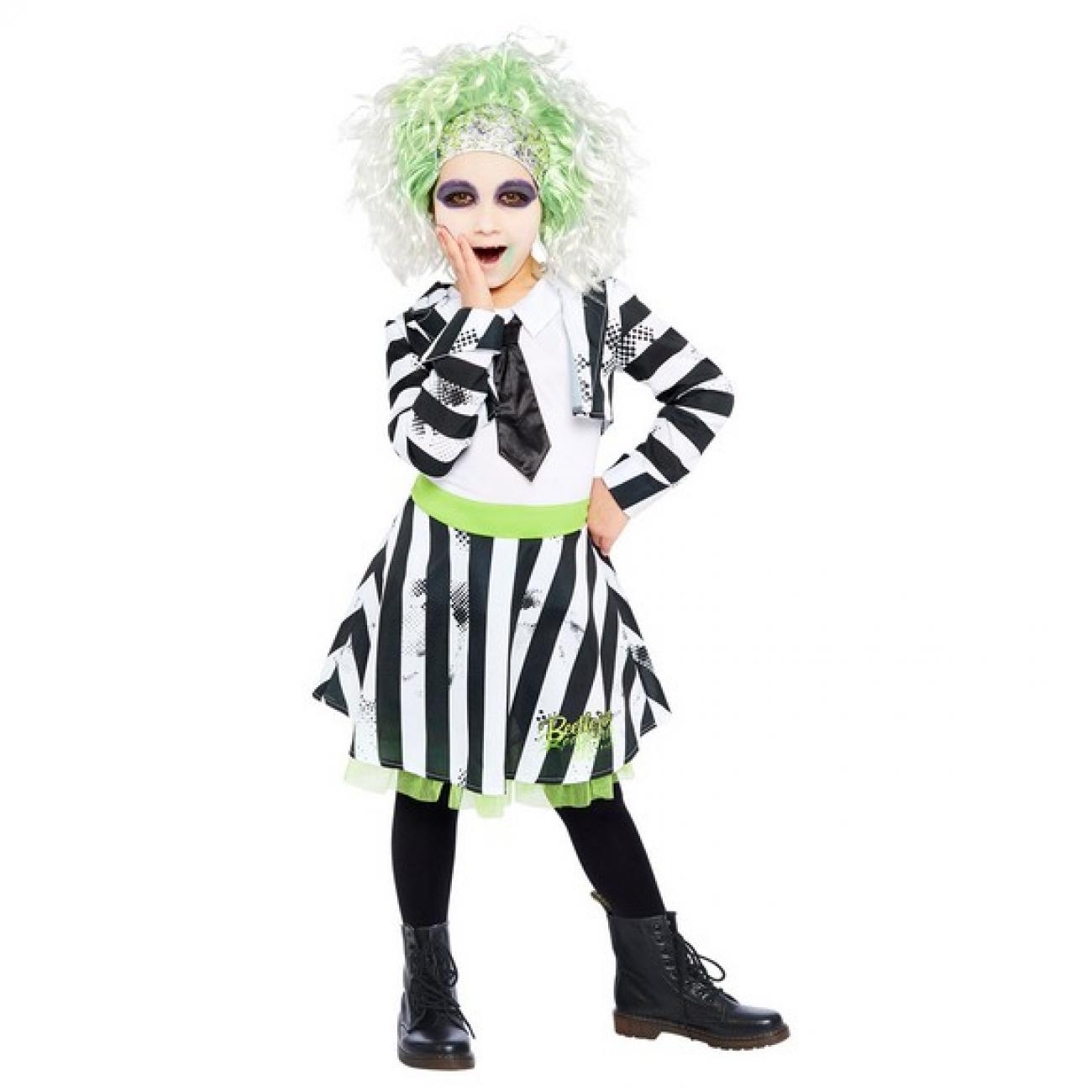 Costume Bambina Beetlejuice 6-8 anni - Contiene: Giacca a righe, abito c/crav.