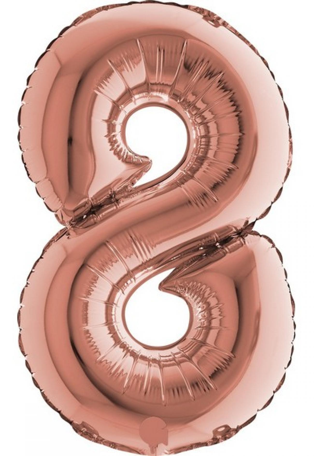 Pallone foil 14" - 36 cm Numero 8 Rose Gold Q