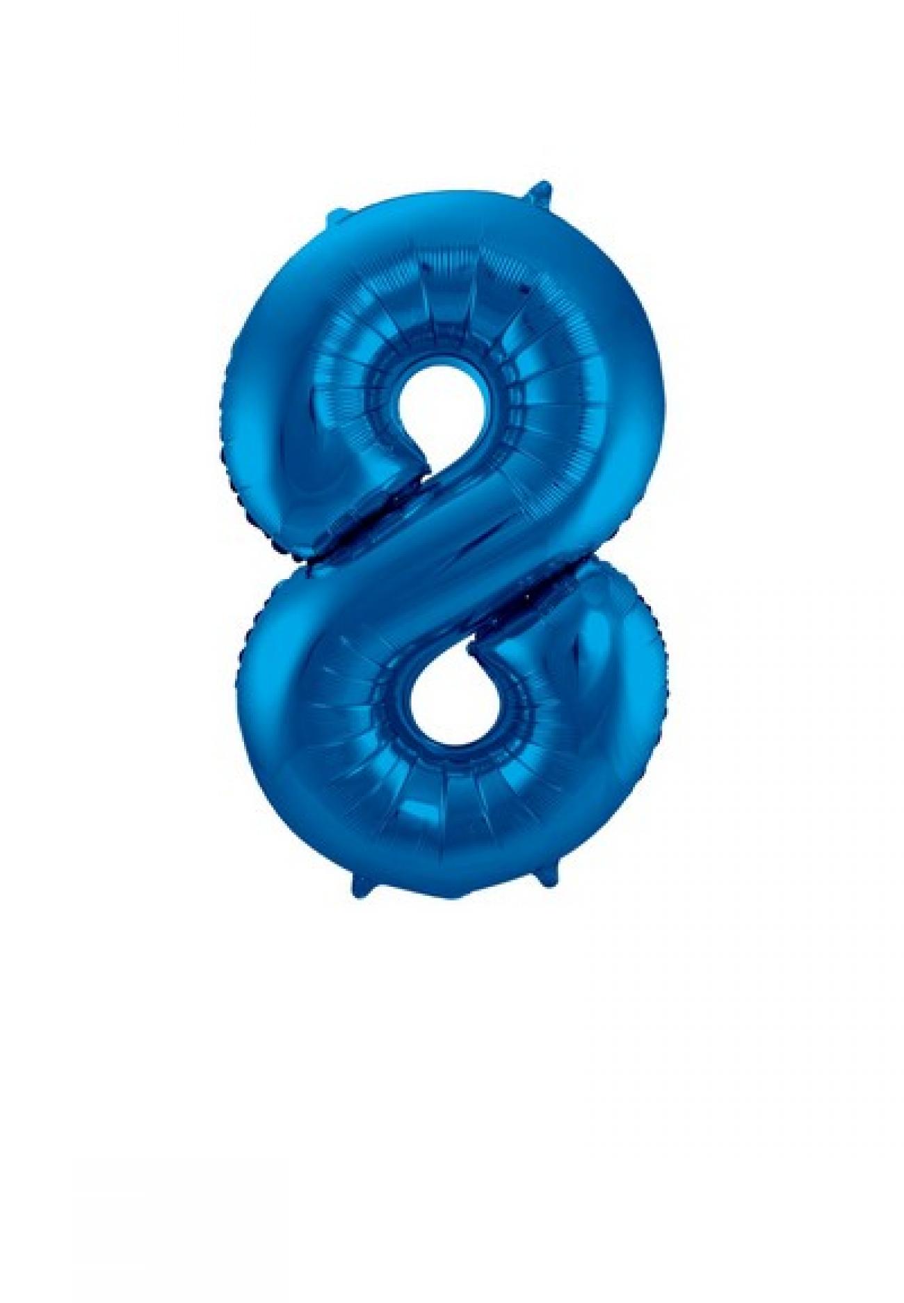 Pallone foil 34" - 86 cm Numero 8 Blu