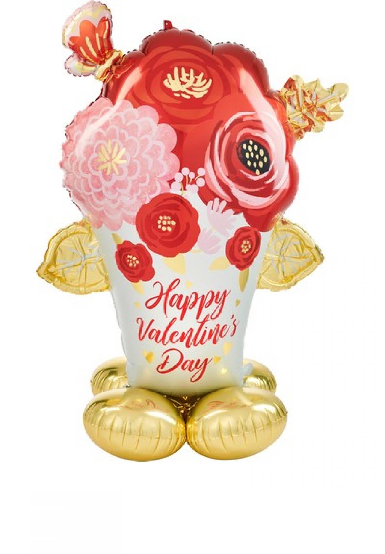 Pallone foil AirLoonz Happy Valentine Satin Painted Flowers 99x134cm