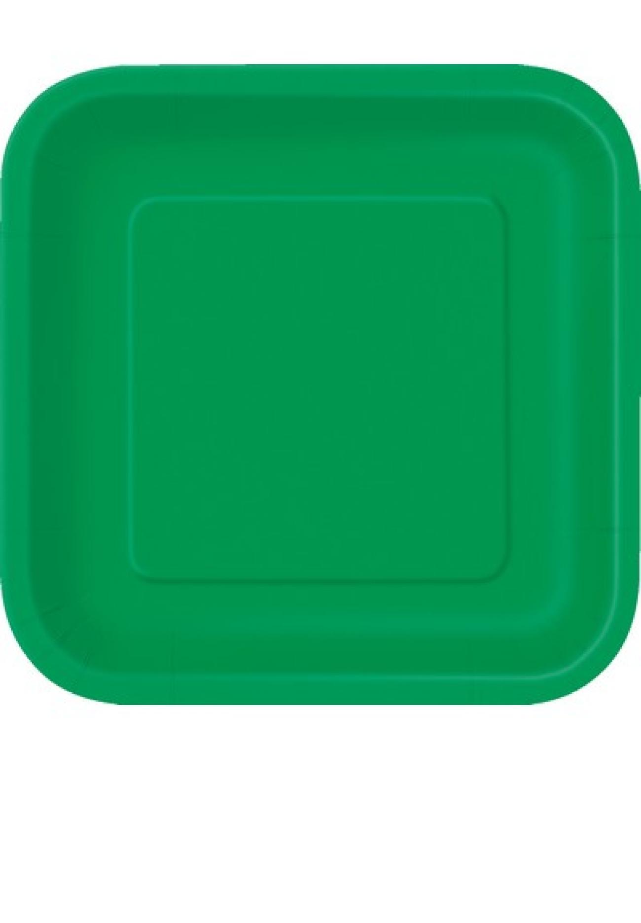 Piatto carta quadrato 23 cm Verde smeraldo - 14 pezzi