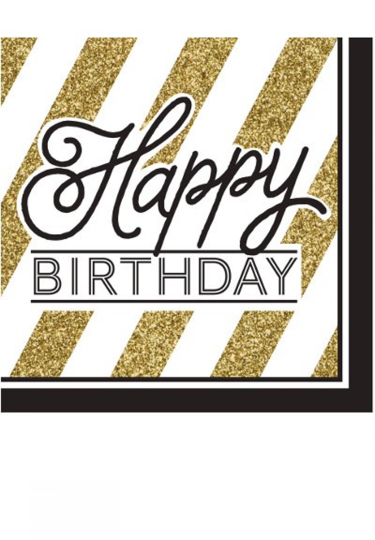 Tovagliolo 33 x 33 cm Happy Birthday Black&Gold