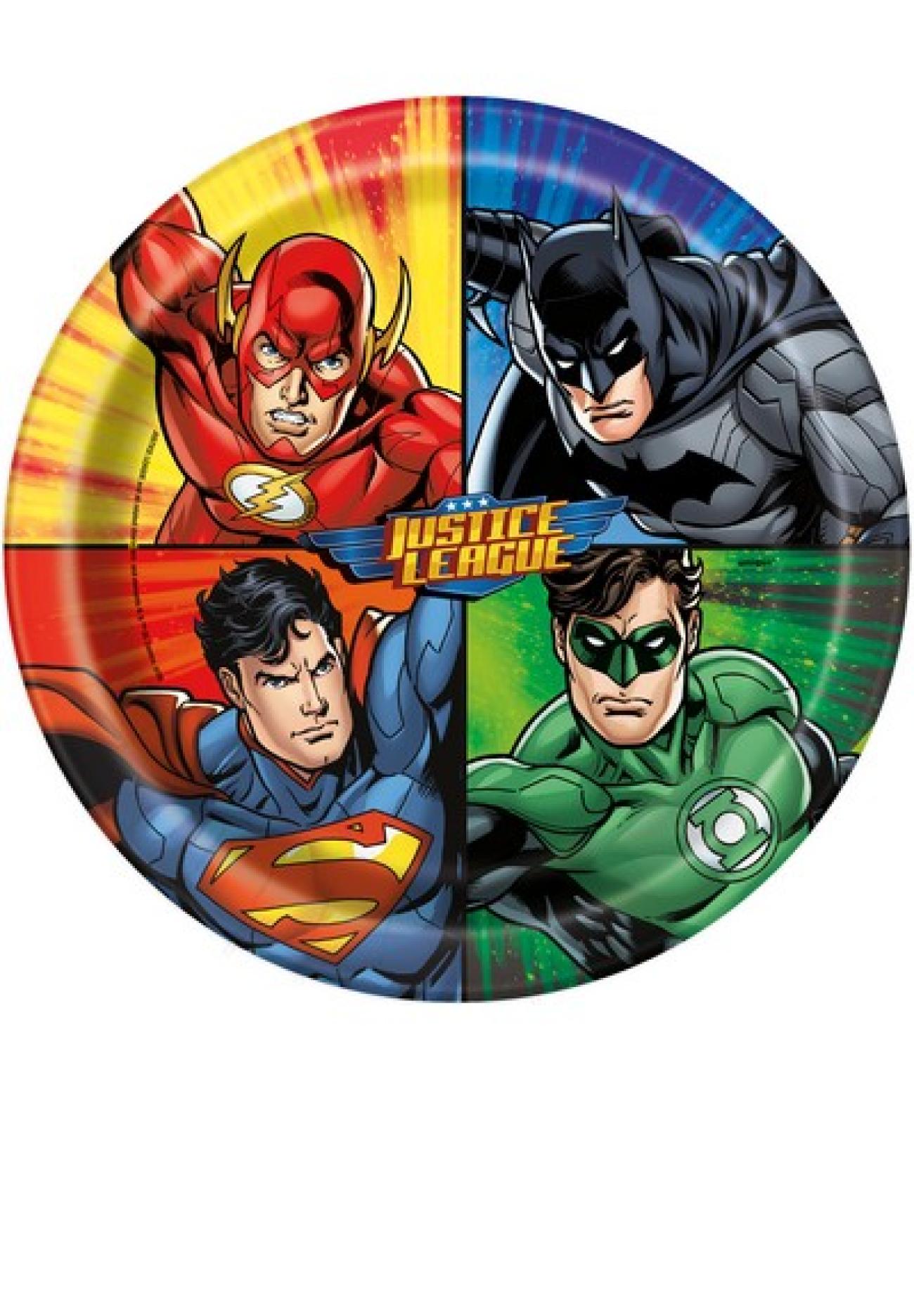 Piatto carta 23 cm Justice League - 8 pezzi