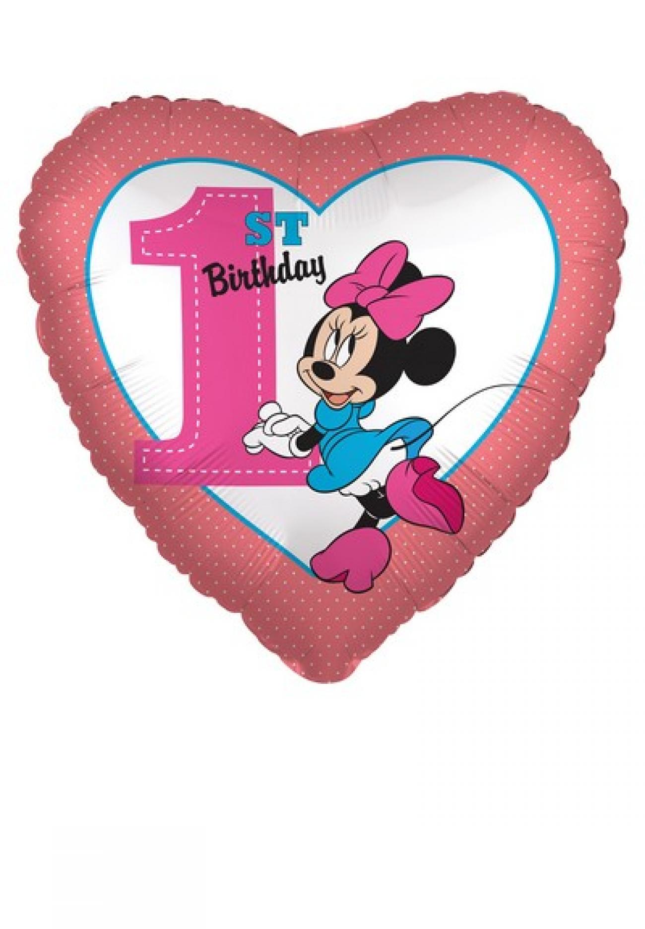 Pallone foil standard 17" - 42 cm Minnie 1st Birthday