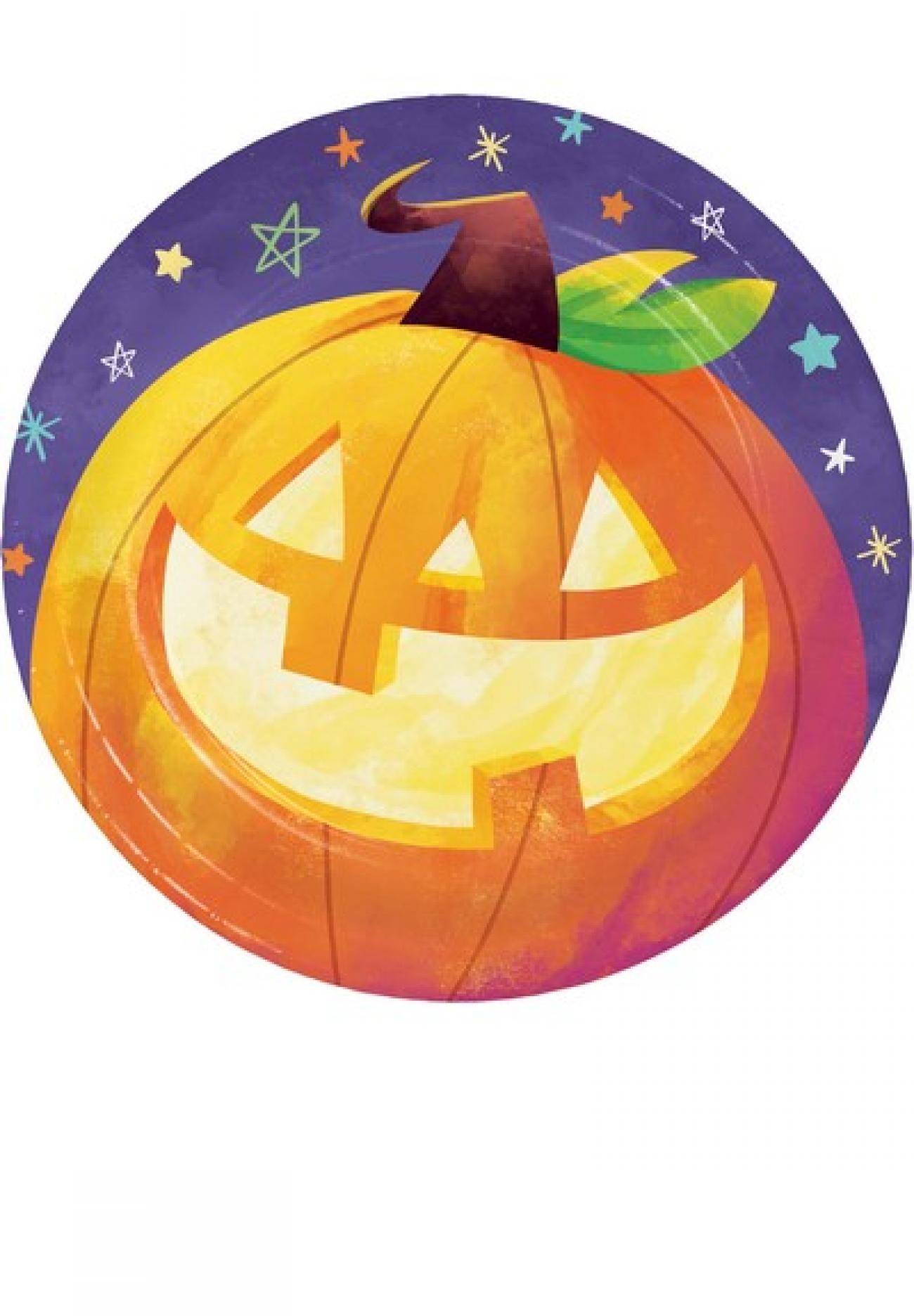 Piatto carta 23 cm Haunted Pumpkins