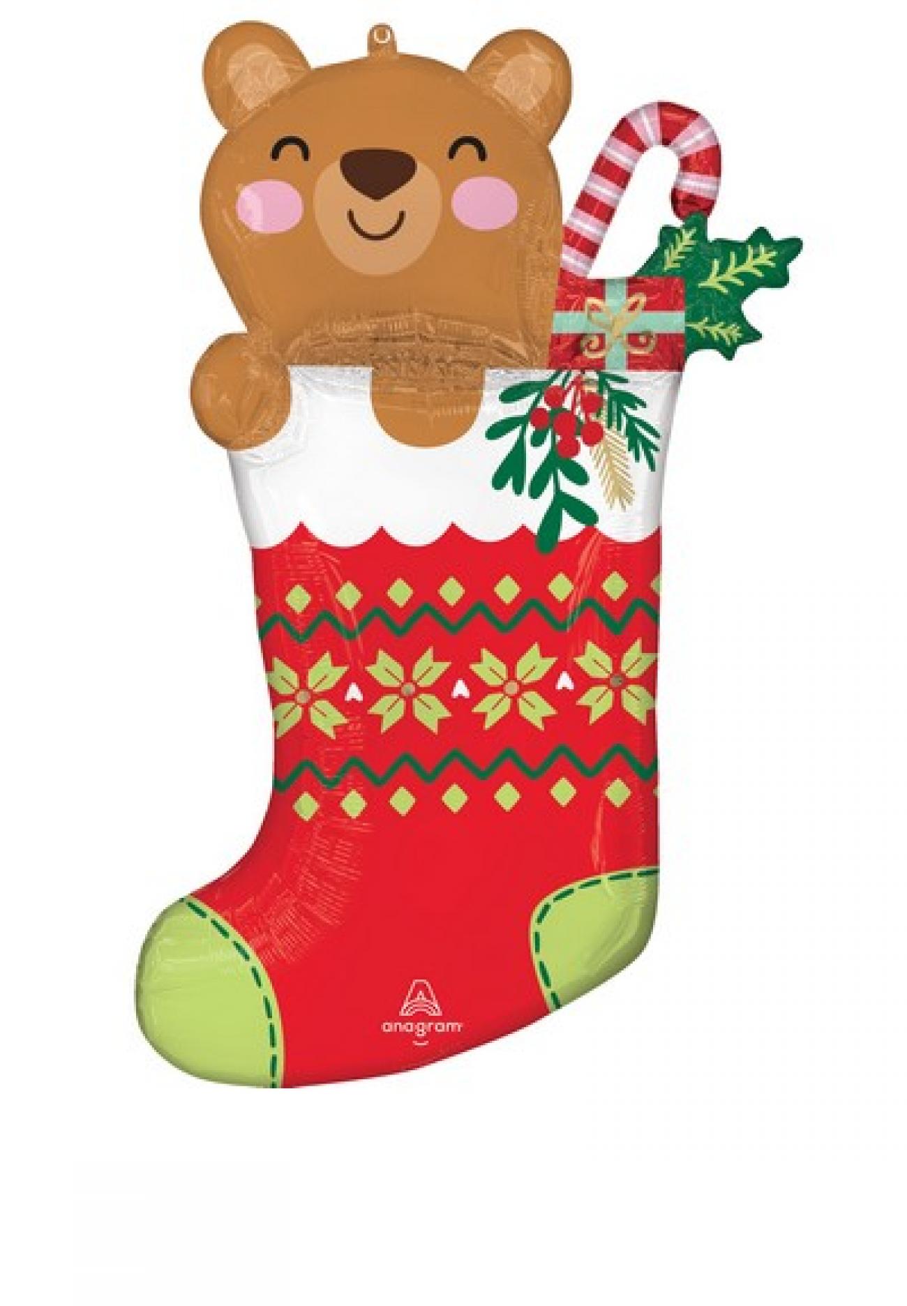 Pallone foil Supershape 55x81cm Beary Christmas Stocking