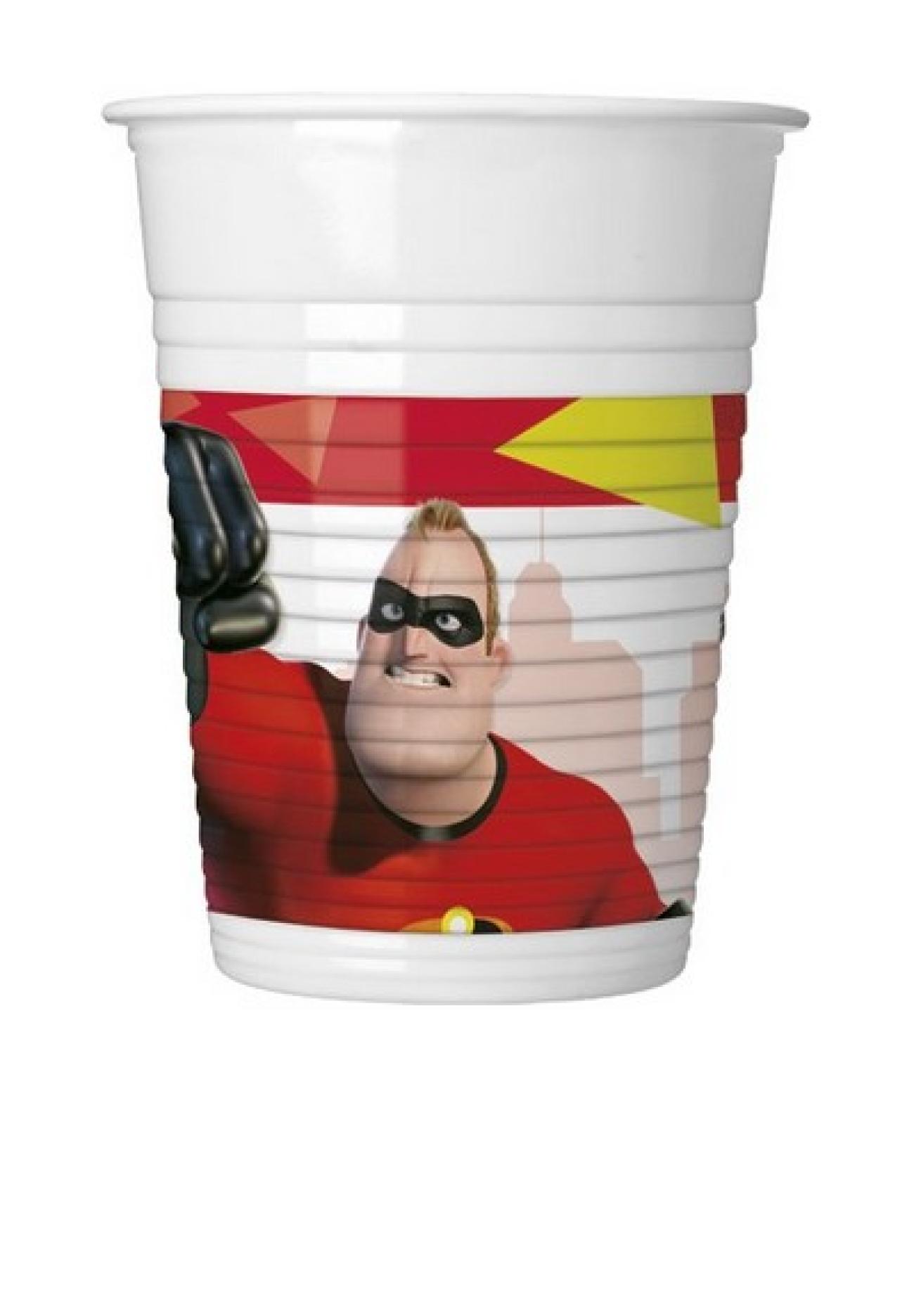 Bicchiere plastica 200 ml INCREDIBLES 2 - 8 pezzi