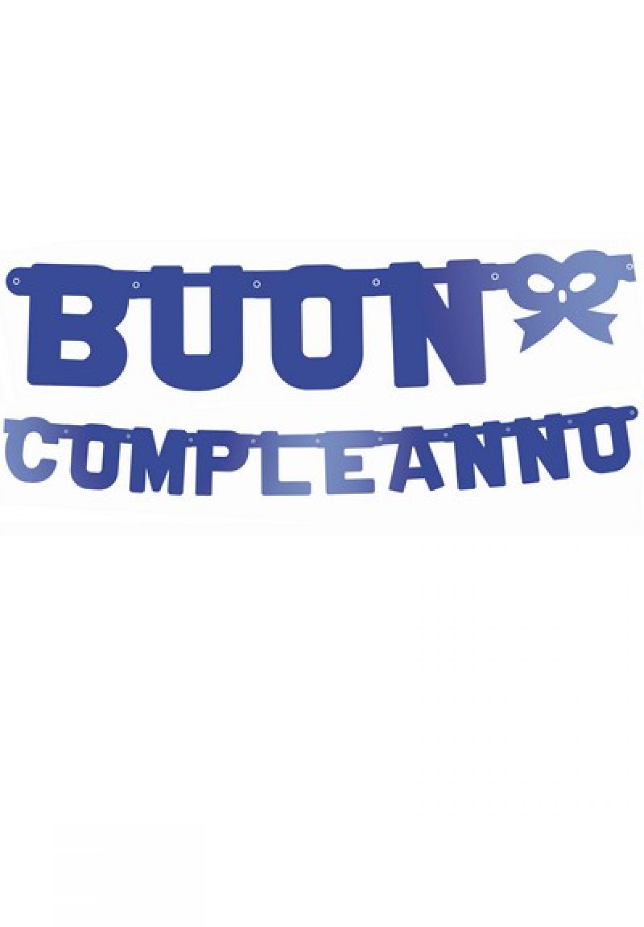 Festone Buon Compleanno 253 x 15 cm blue metallizzato XL