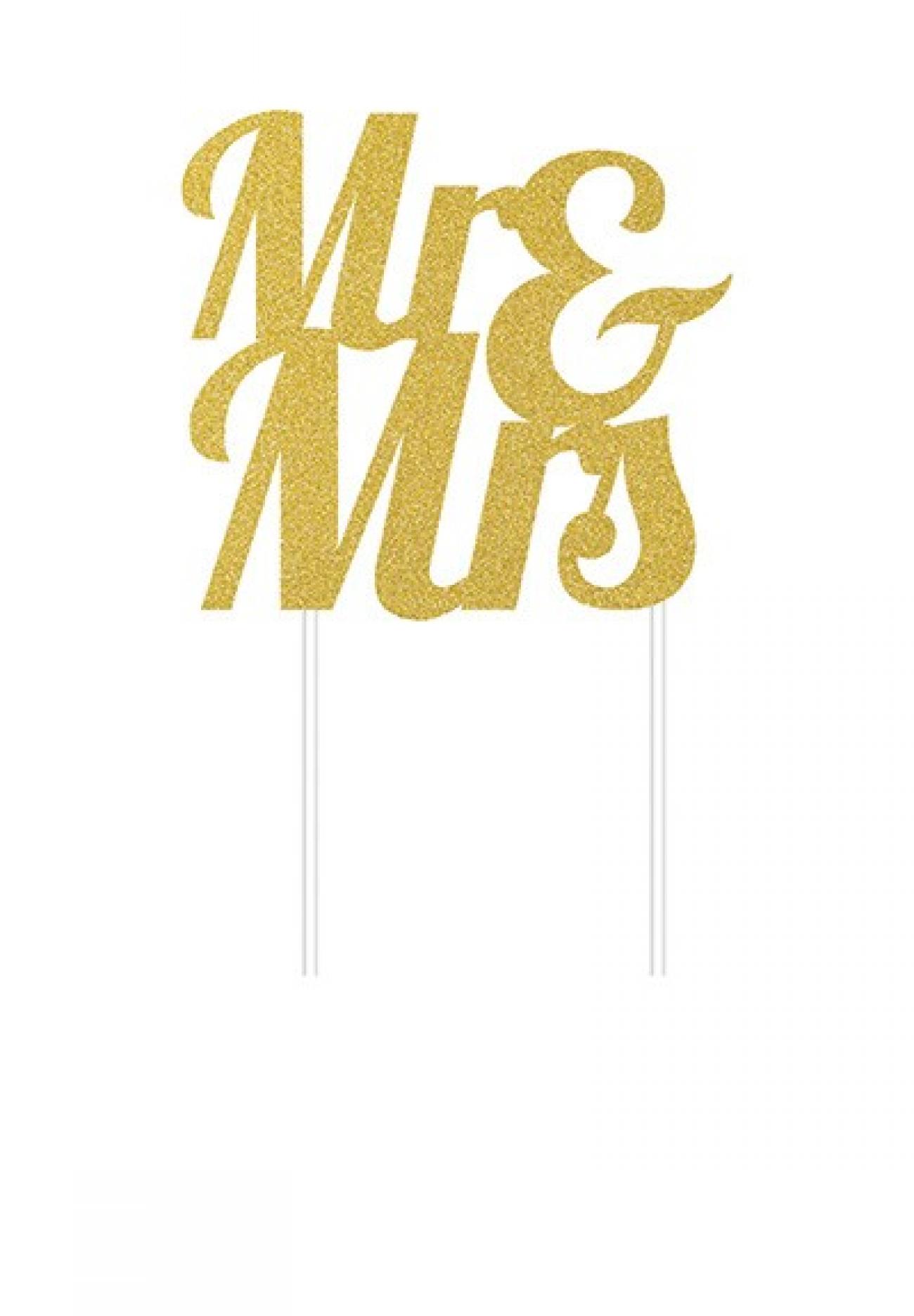 Decorazione Mr & Mrs oro glitterato H.24 cm