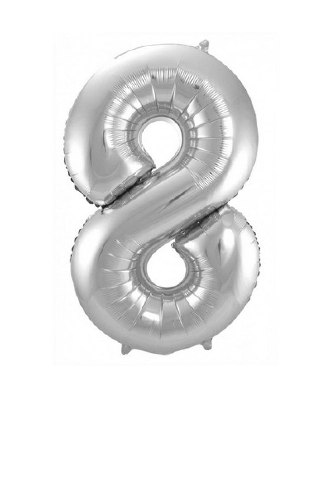 Pallone foil 34" - 86 cm Numero 8 Argento Silver