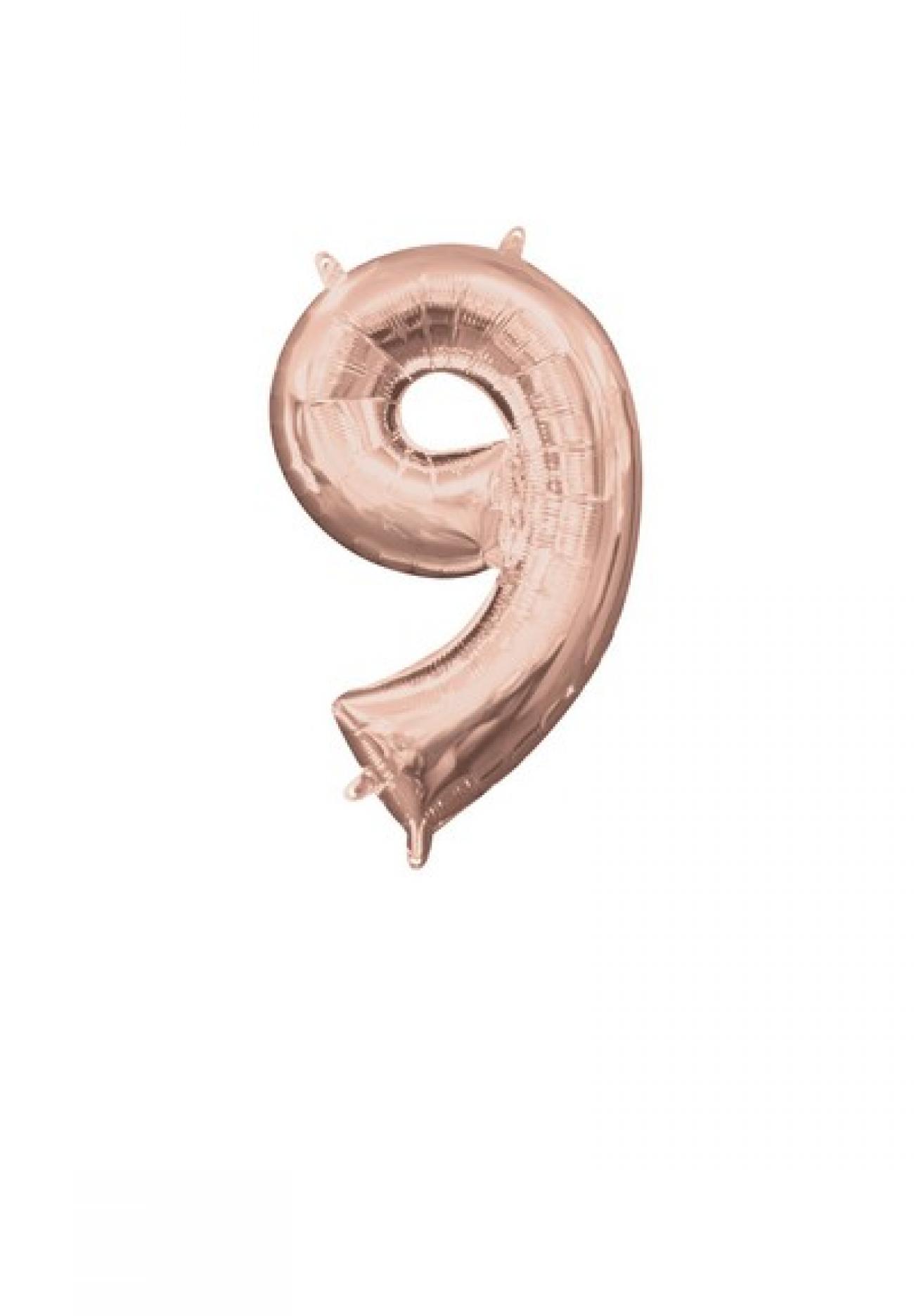 Pallone foil 14" - 36 cm Numero 9 Rose Gold