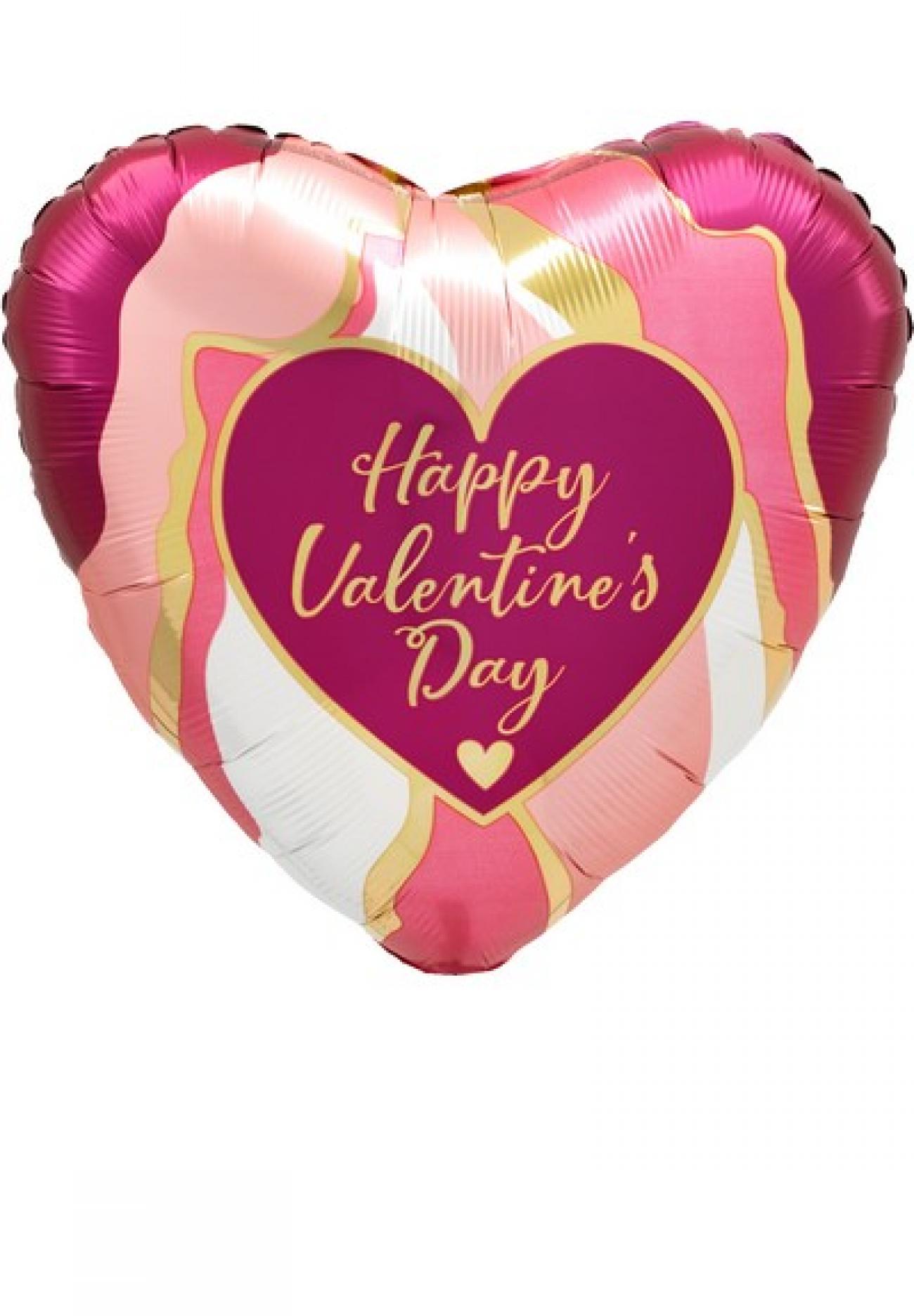 Pallone foil 17" - 42 cm Happy Valentine Satin Abstract Marble