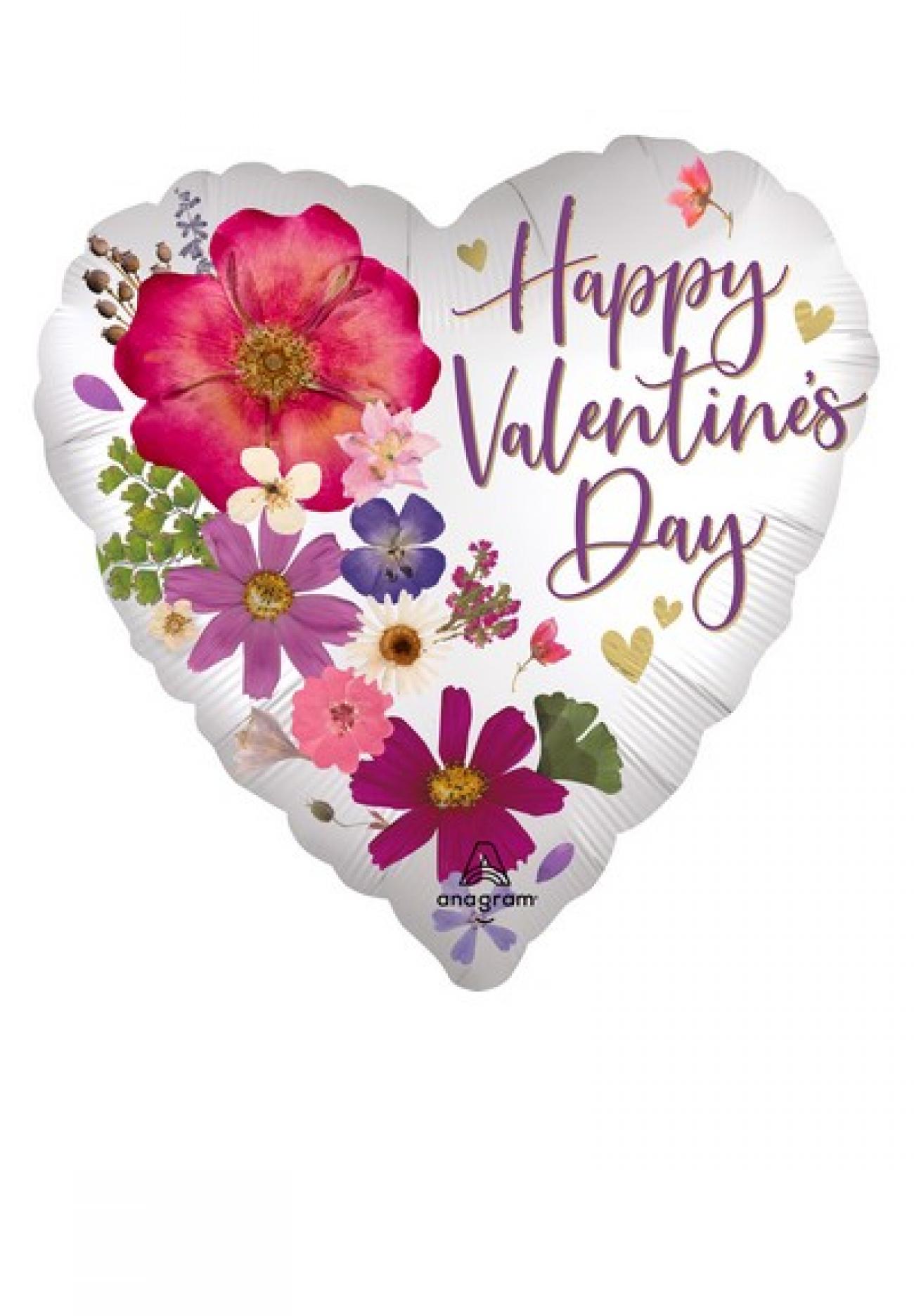 Pallone foil 17" - 42 cm Happy Valentine Pressed Flowers