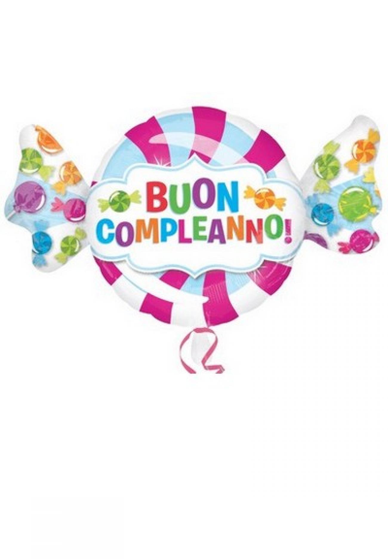 Pallone foil Supershape 101 x 60 cm Sweet Shop Buon Compleanno