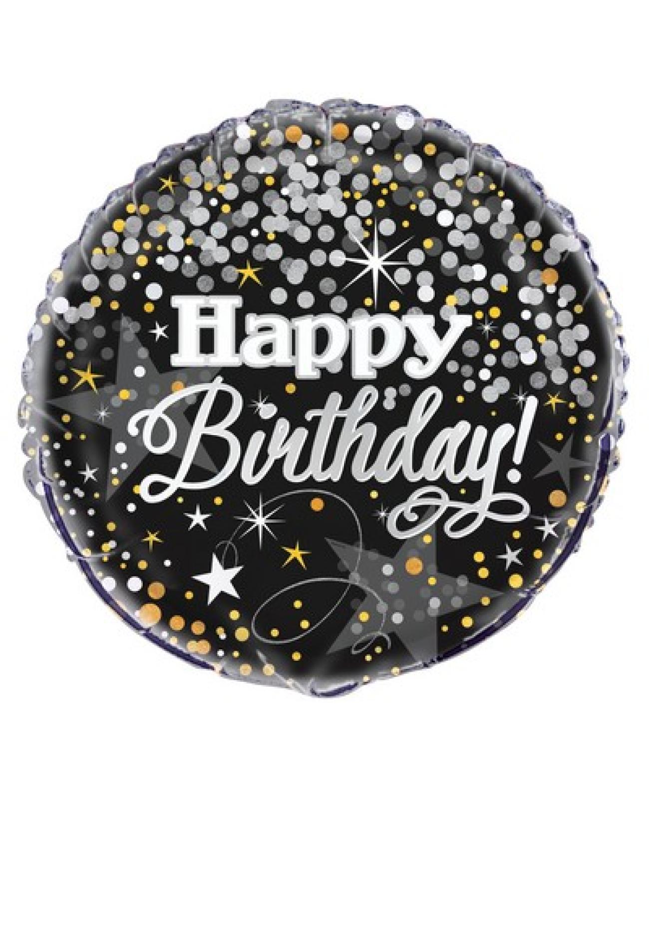 Pallone foil standard 18" - 45 cm Happy Birthday Glittering