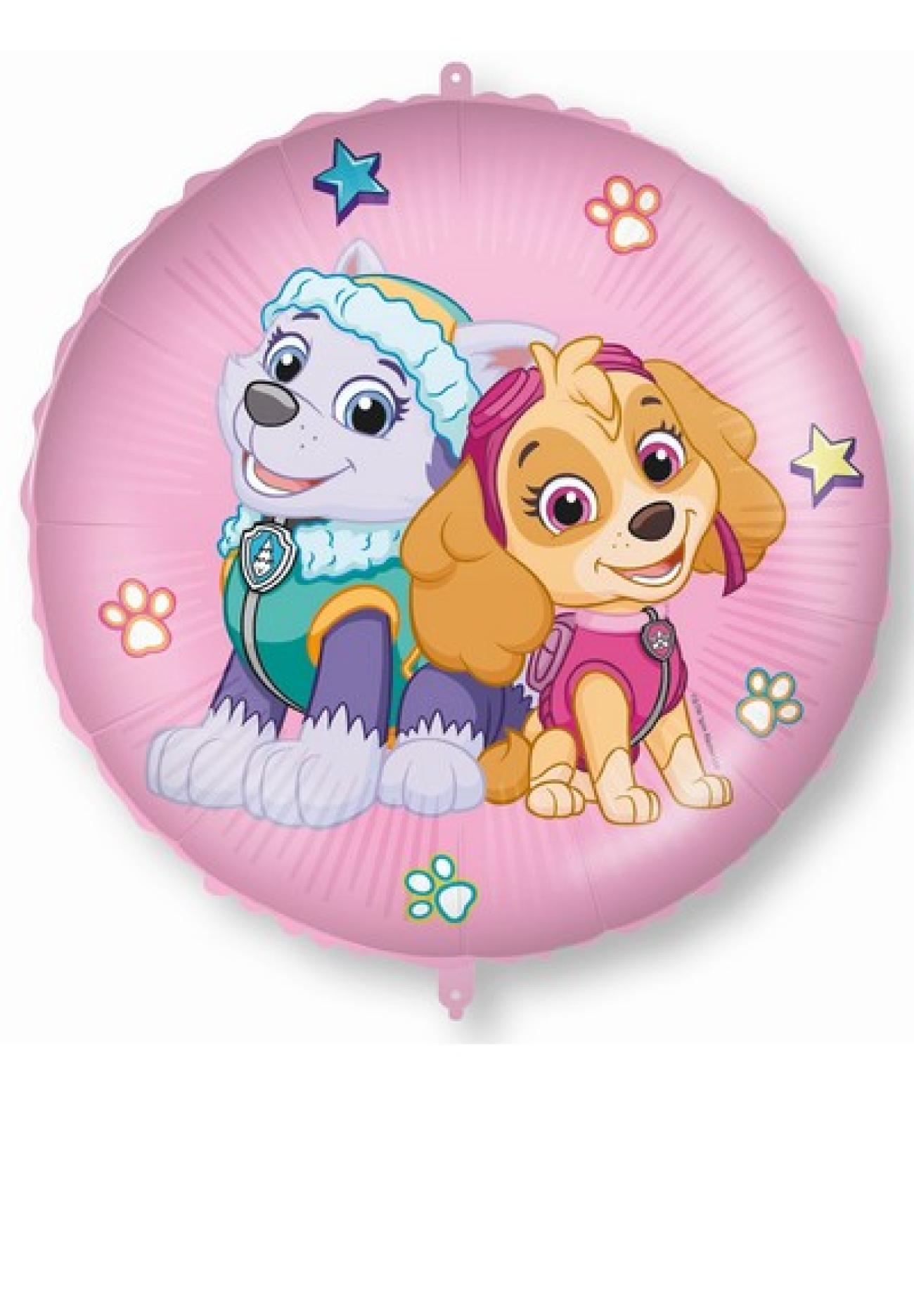 Pallone foil 18" - 45 cm Paw Patrol Skye & Everest con PESETTO e NASTRO