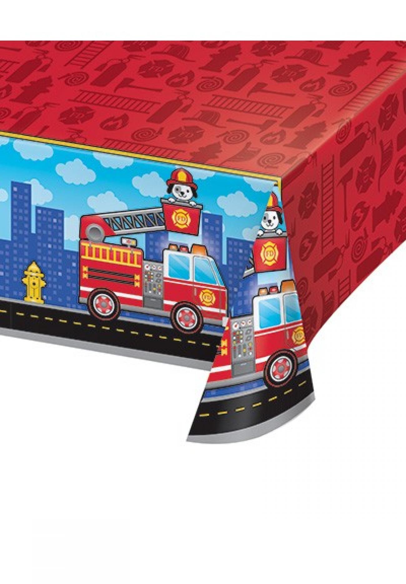 Tovaglia plastica 137 x 259 cm Pompiere - Flaming Fire Truck