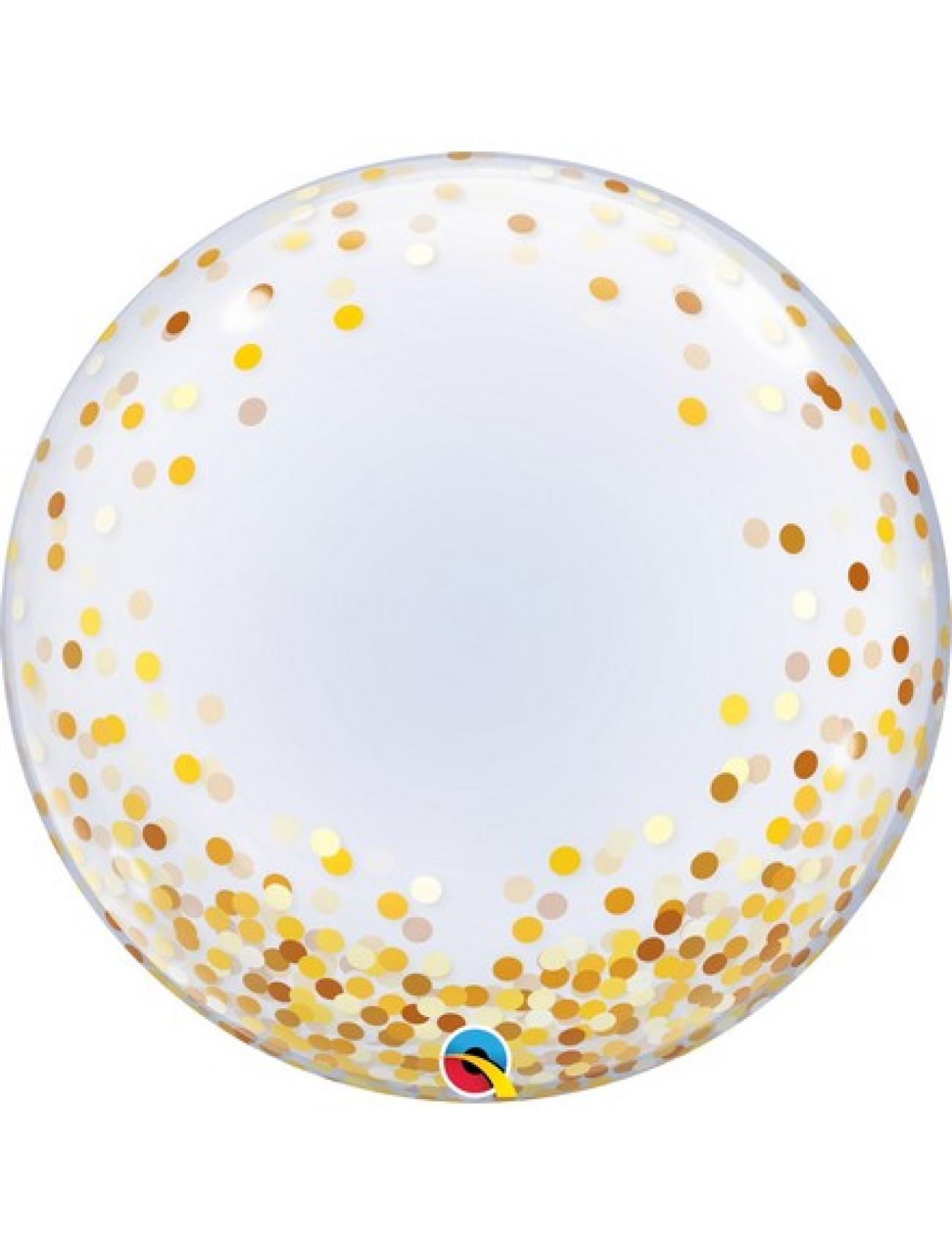 Pallone Bubble 24"-61 cm Gold Confetti Dot