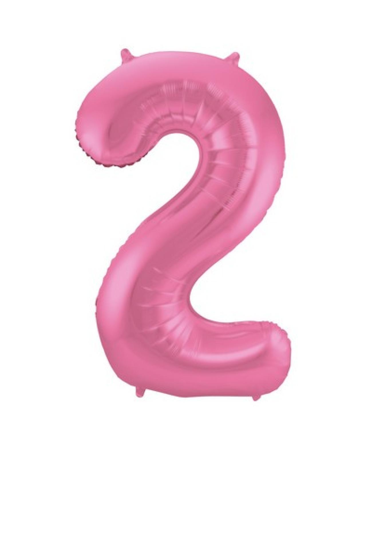 Pallone foil 34" - 86 cm Numero 2 Rosa satinato