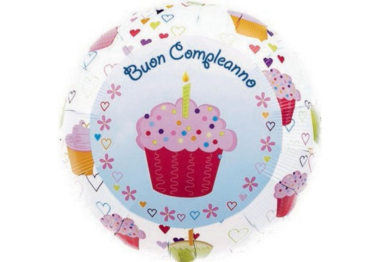 Pallone foil 18" - 45 cm Buon Compleanno Cupcake