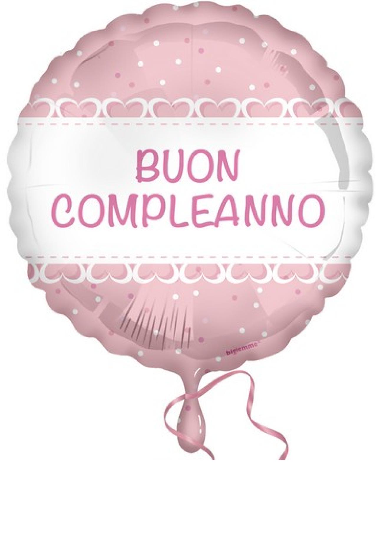 Pallone foil 18" - 45 cm Buon Compleanno Baby Cuori rosa