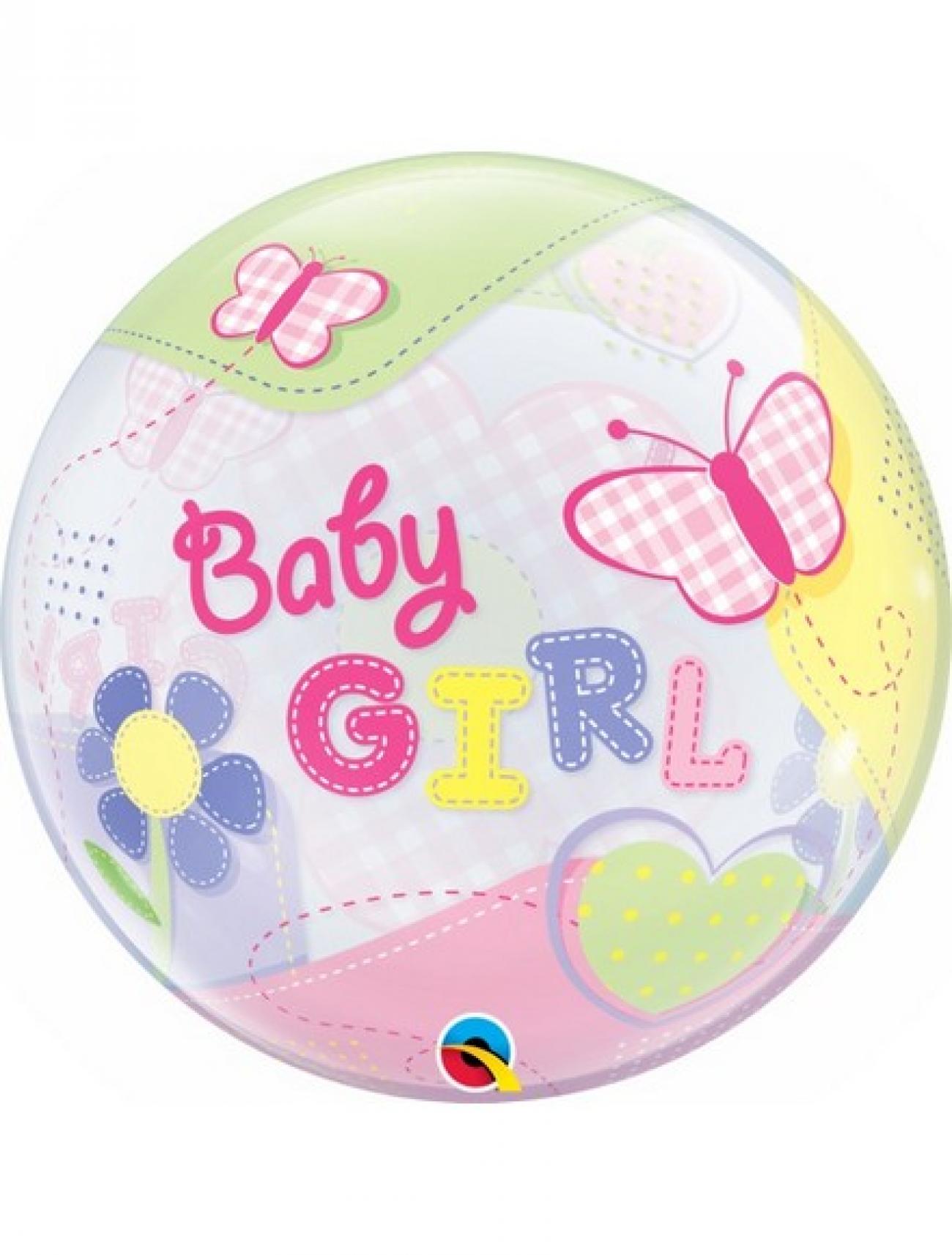 Pallone Bubble 22"-56cm Baby Girl Butterfly