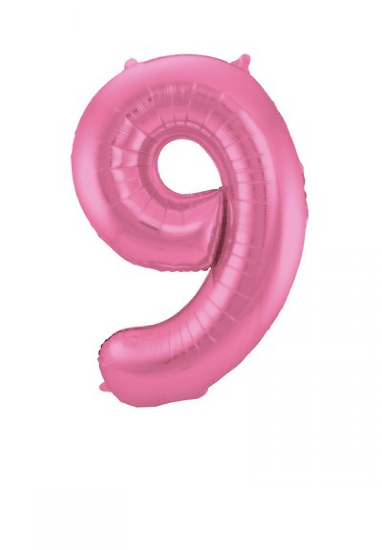 Pallone foil 34" - 86 cm Numero 9 Rosa satinato