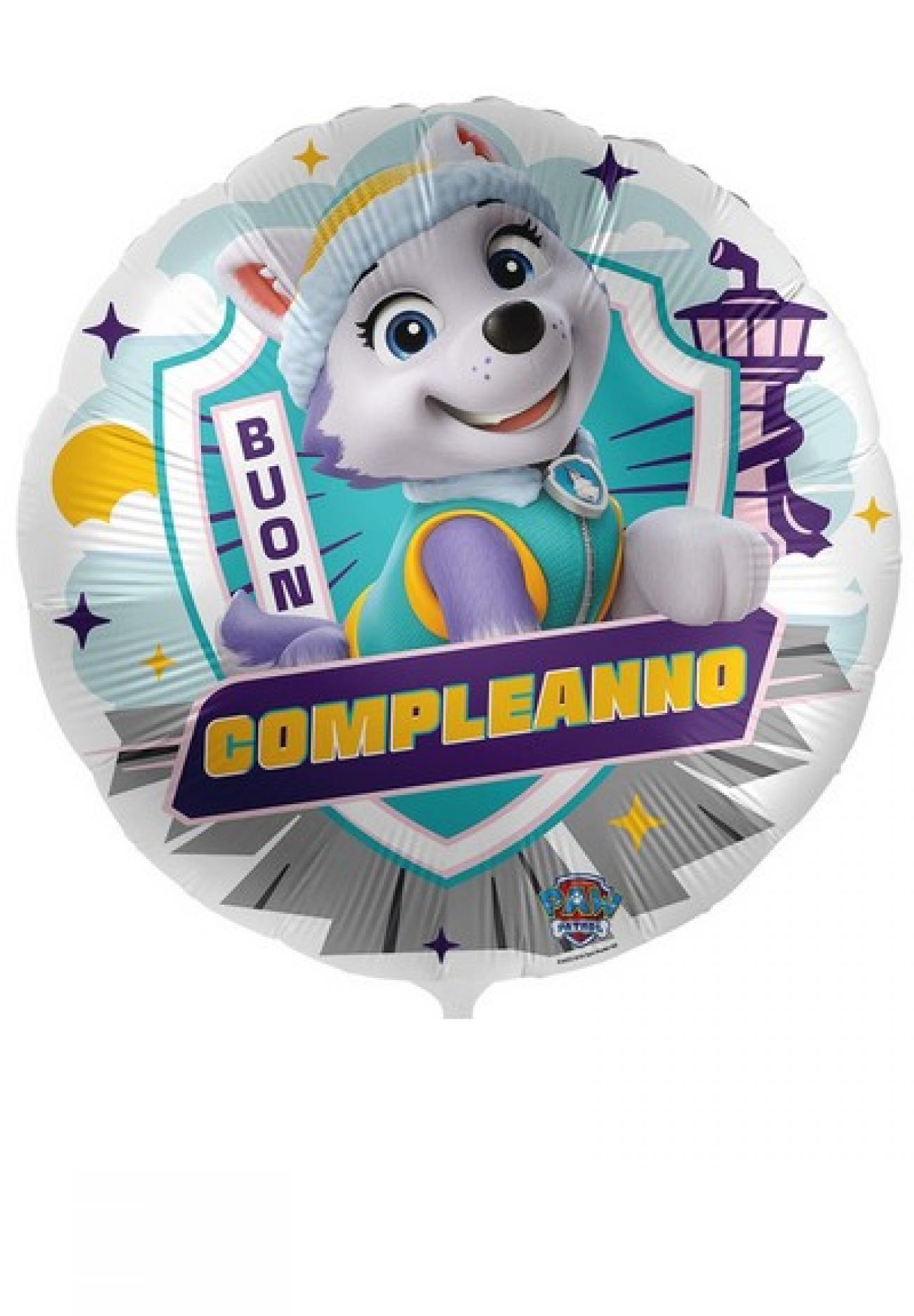 Pallone foil standard 17" - 42 cm Paw Patrol Everest Buon Compleanno