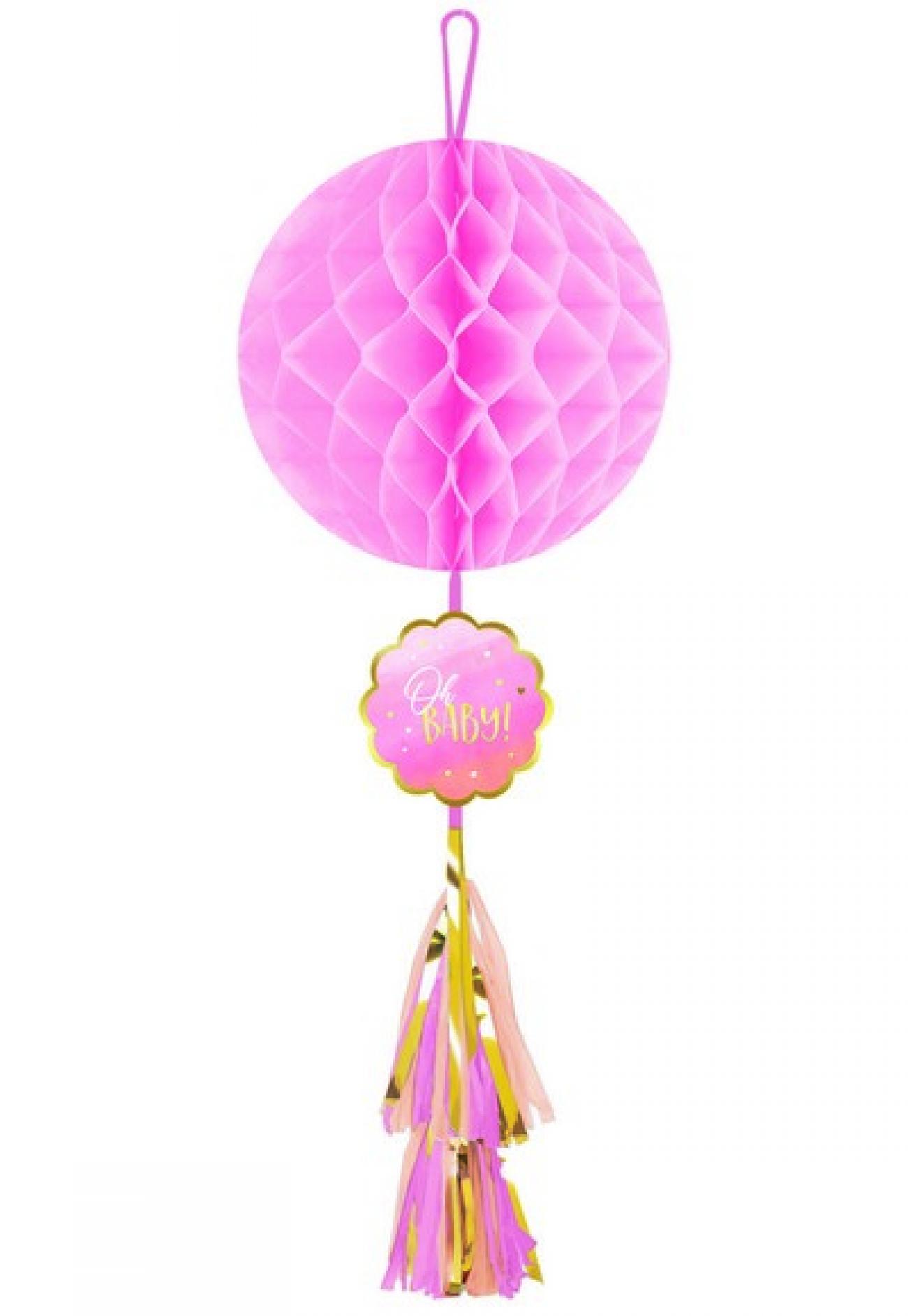 Festone pendente Sfera nido d'ape con Tassel Oh Baby Girl 75 cm