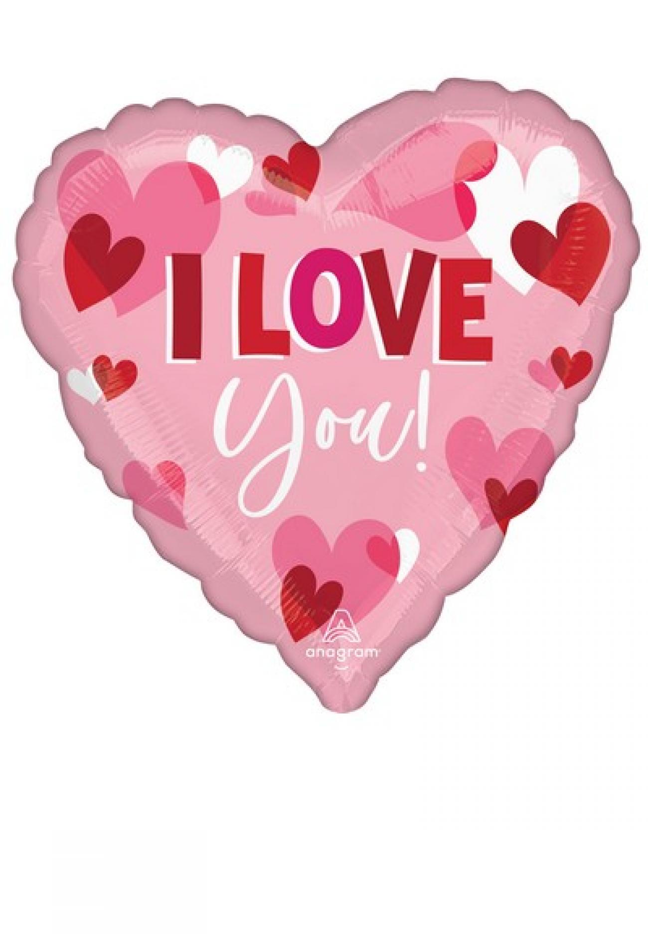 Pallone foil Jumbo 71 x 71 cm I Love You Playful Hearts